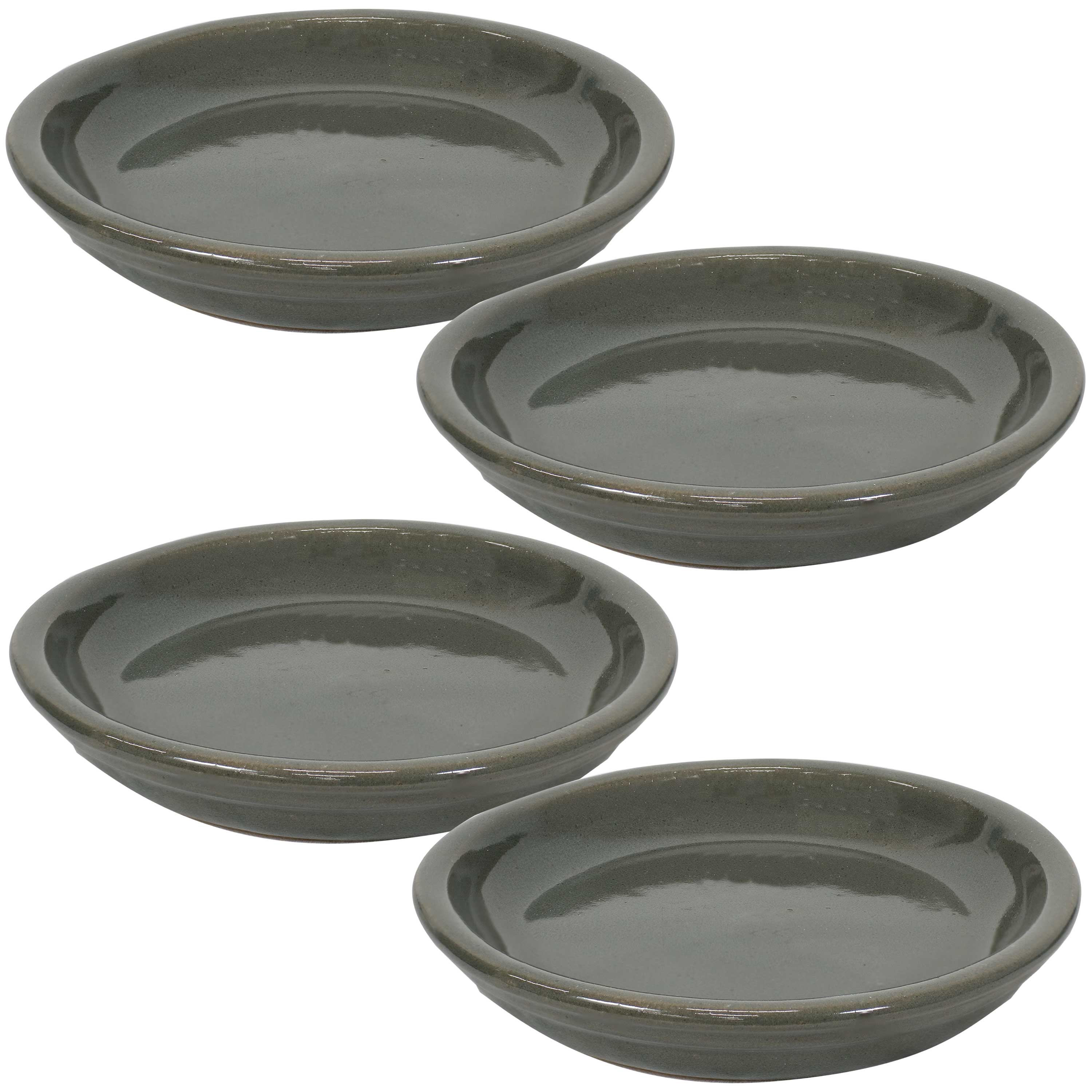 Sunnydaze 4-Pack Glazed Ceramic Plant Saucers for Indoor & Outdoor Potted Plants – Perfect for Home, Garden, and Patio Decor
