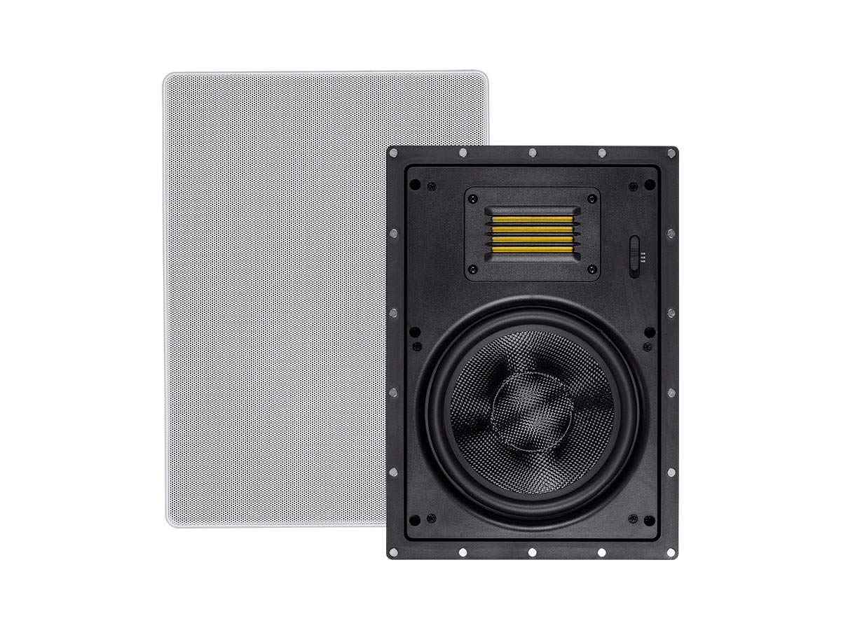 Monoprice 8 Inch 2-Way Carbon Fiber In-Wall Speakers (Pair) - Magnetic Grille & Ribbon Tweeter - Amber Series - Perfect for Home Theater & Surround Sound Systems
