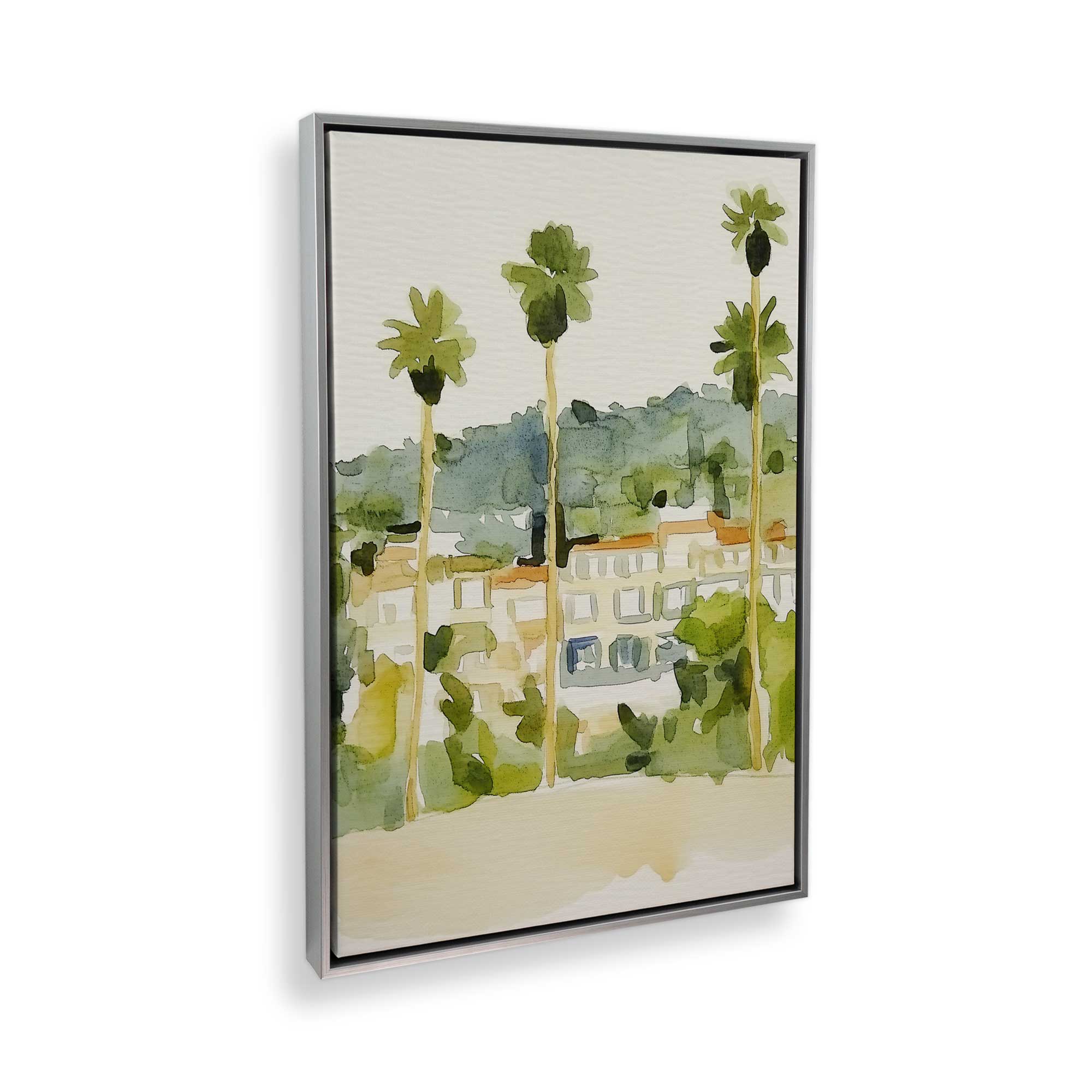 Desert Palms and Villas II Canvas Wall Art Print - Tropical Landscape Painting for Living Room, Bedroom & Office Decor