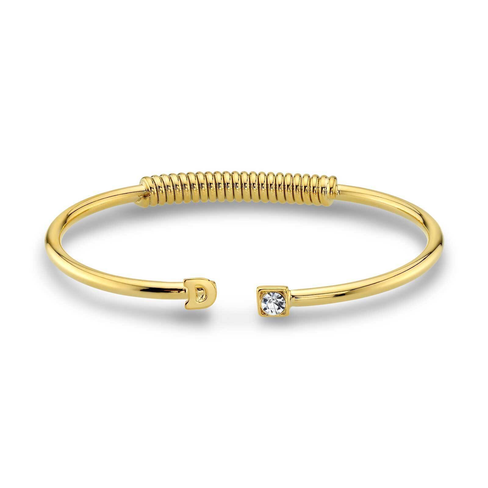1928 Initial Cuff Bracelet with Crystal Accent - Personalized Letter Jewelry for Women, Perfect for Gifts, Parties, and Special Occasions