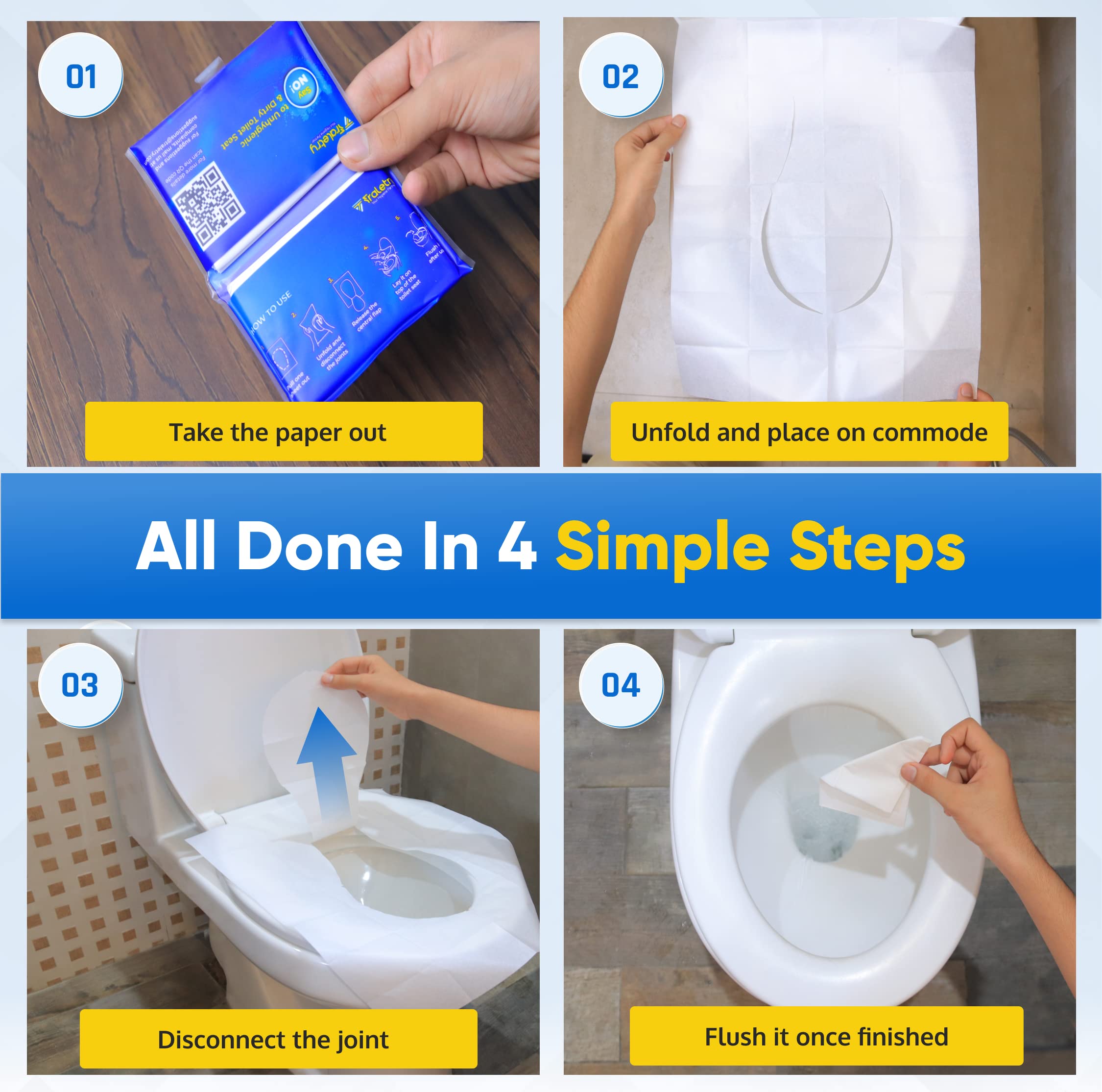 **Disposable Flushable Toilet Seat Covers - Pack of 100 XL Biodegradable Paper Covers for Travel, Camping & Airplane Use - Essential Hygiene Accessories for Kids, Men & Women**    *(Perfect for Public Restrooms, Road Trips, Hotels & Outdoor Adventures)*