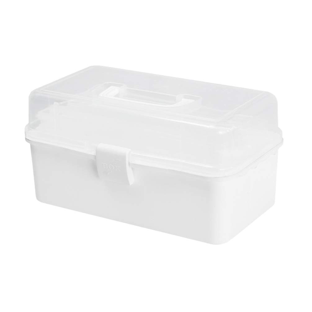 Cabilock Plastic Medicine Storage Box - Multi-Layer Organizer for Pills, Vitamins & First Aid Supplies - Compact Household Storage Container (White, Size S) - Perfect for Bathroom, Kitchen & Travel Organization
