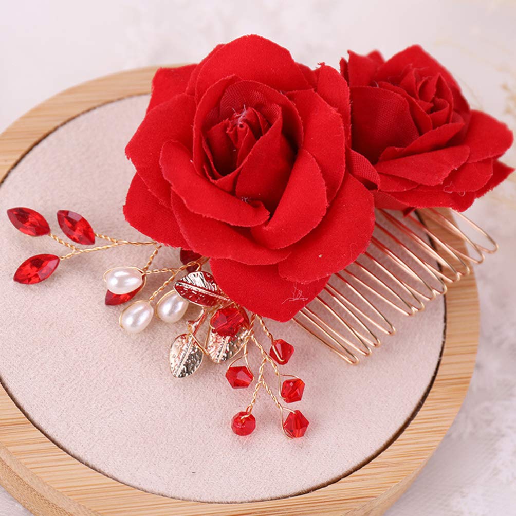 Minkissy Rose Hair Comb for Women - Elegant Bridal Wedding Hair Accessory, Prom & Special Occasion Hair Jewelry for Girls - Perfect for Weddings, Proms, and Formal Events