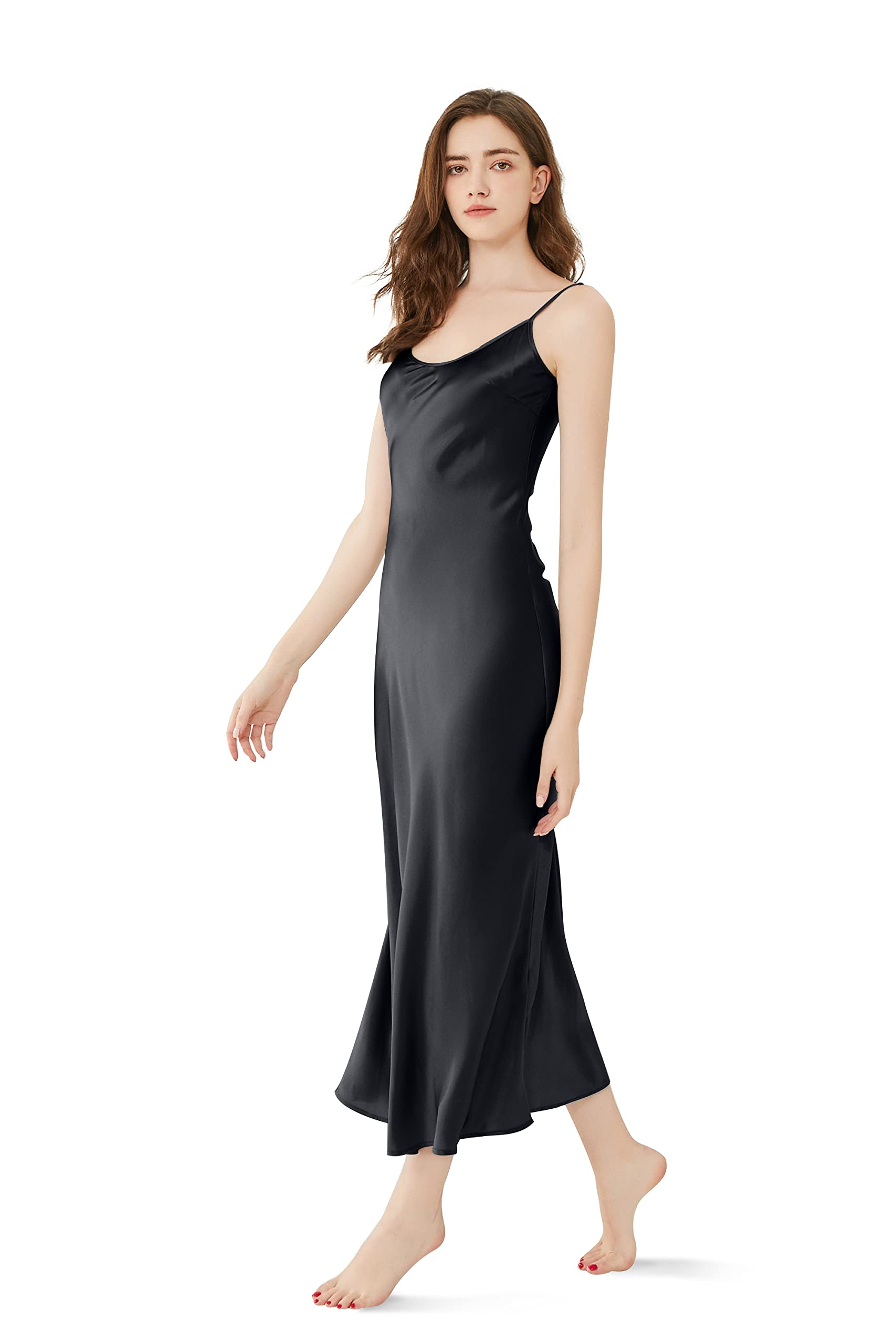 Orose Premium Low Cut Back Long Silk Nightgown for Women - Elegant Sleepwear & Loungewear for Comfortable Nights and Relaxing Evenings