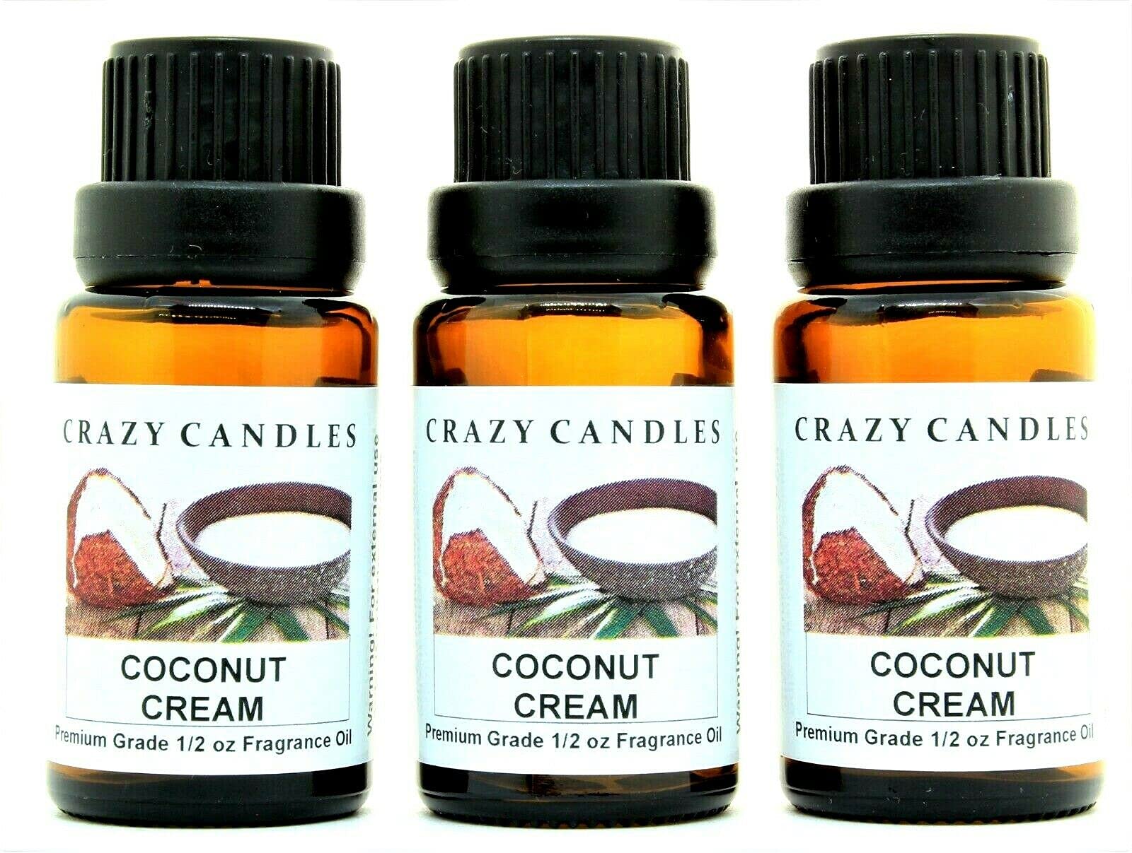 Premium Coconut Cream Scented Fragrance Oil - 3 Pack (1/2 FL Oz/15ml Each) - Aromatherapy, Candle Making & Home Fragrance Oil for Diffusers