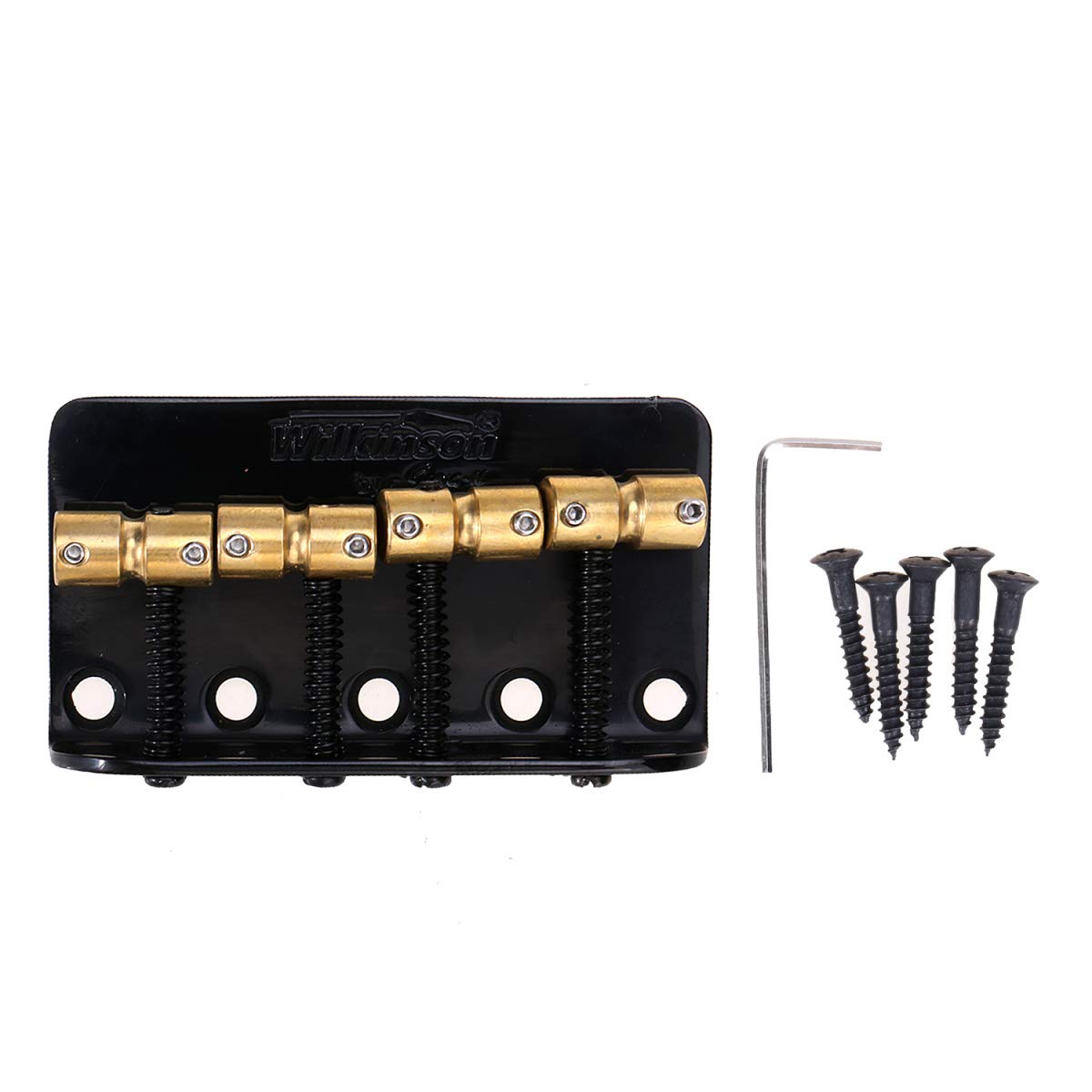 WBBC Bass Bridge Brass Saddles for 4-String Precision Bass & Jazz Bass - Black | High-Quality Replacement Parts for Enhanced Tone & Sustain | Perfect for Live Performances & Studio Recording