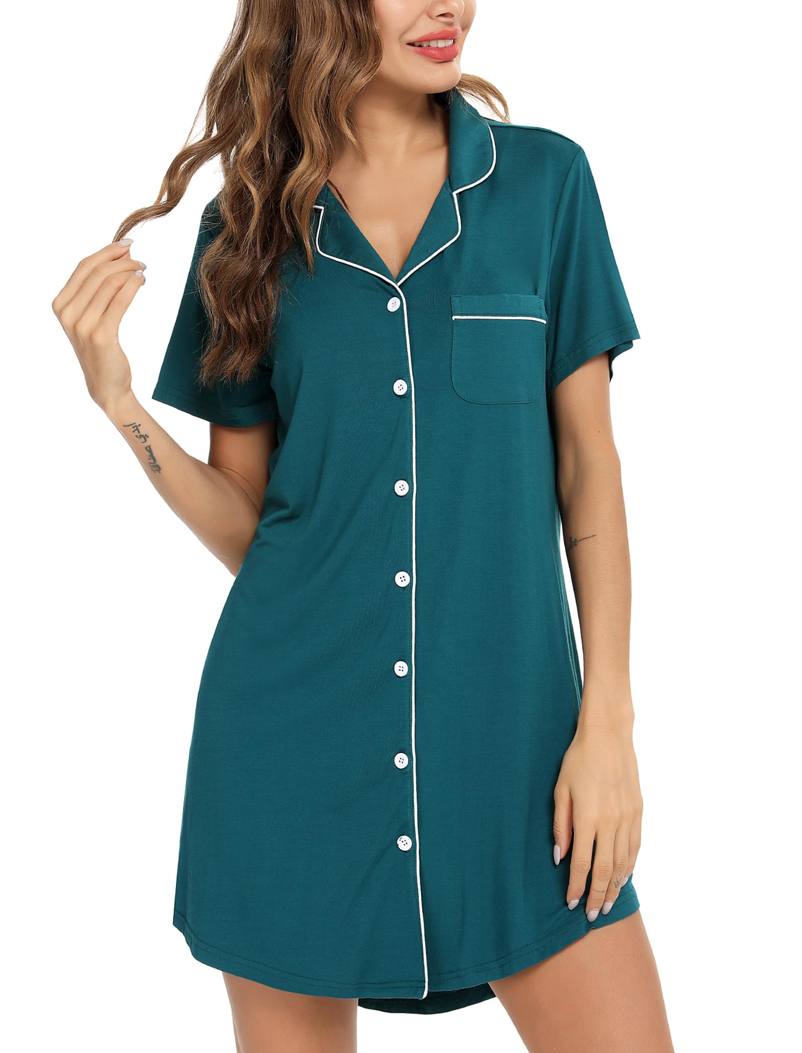 Leikar Maternity Nightgown for Women - Soft Nursing Pajamas with Long Sleeves, Comfortable Sleepshirt for Pregnancy & Breastfeeding - Perfect for Nighttime Comfort and Nursing at Home
