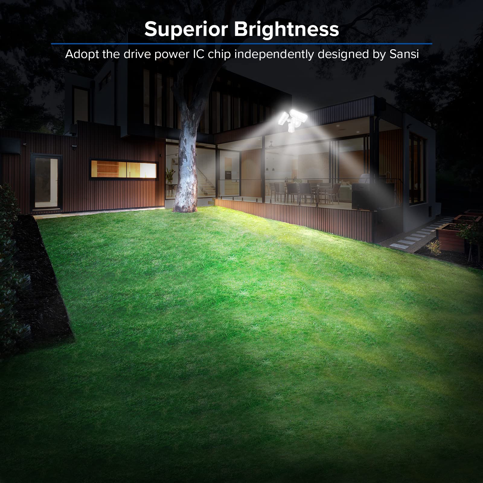 SANSI 36W LED Motion Sensor Outdoor Security Light - Hardwired Flood Light with Dusk to Dawn 3600LM Super Bright - 350W Equivalent 5000K Daylight White IP65 Waterproof - Perfect for Yard, Garage, Driveway & Backyard Safety Lighting