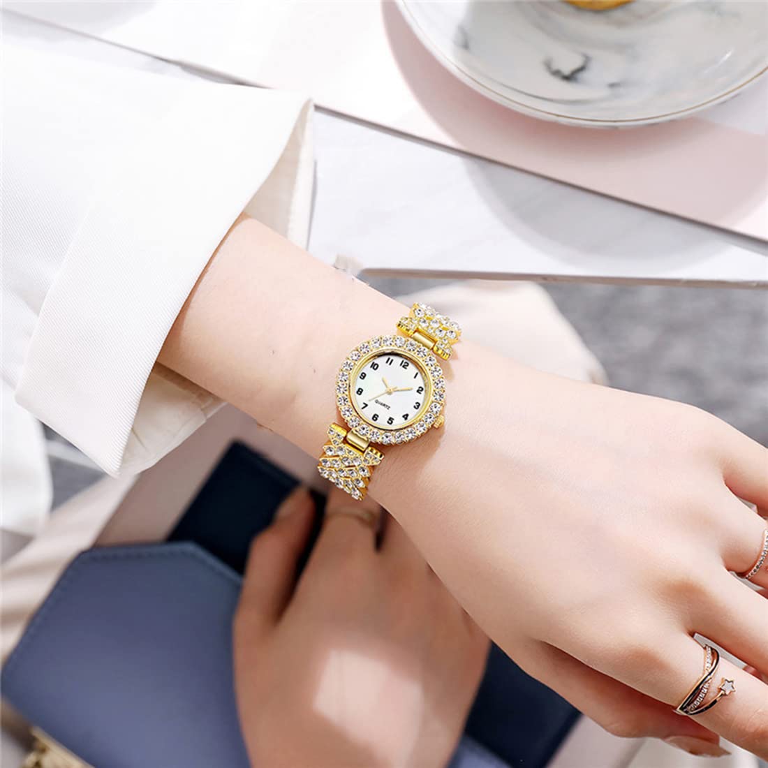 SENRUD Elegant Women's Quartz Watch with Crystal Accents - Waterproof Dress Wristwatch for Women - Perfect for Office, Party & Everyday Wear