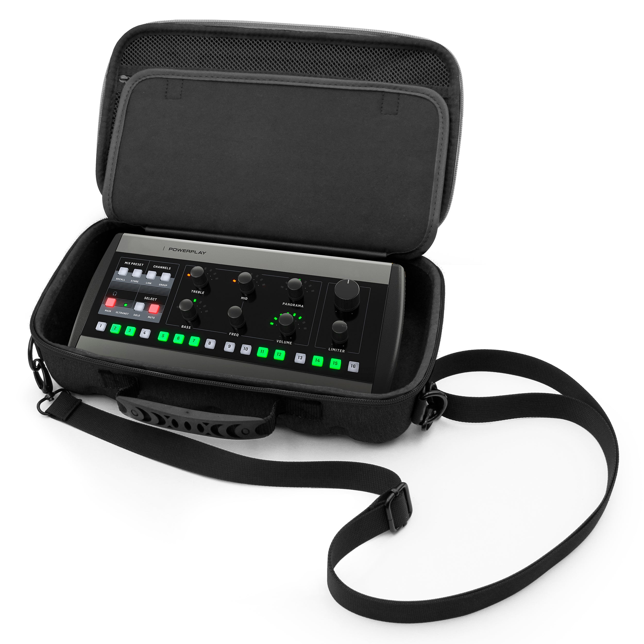 CASEMATIX Mixer Case for Behringer P16 Stage Mixer & P16 HQ Powerplay In-Ear Accessories - Fits 12”x6”x2.5” Mixers - Durable Protective Case for Live Performances & Studio Recording