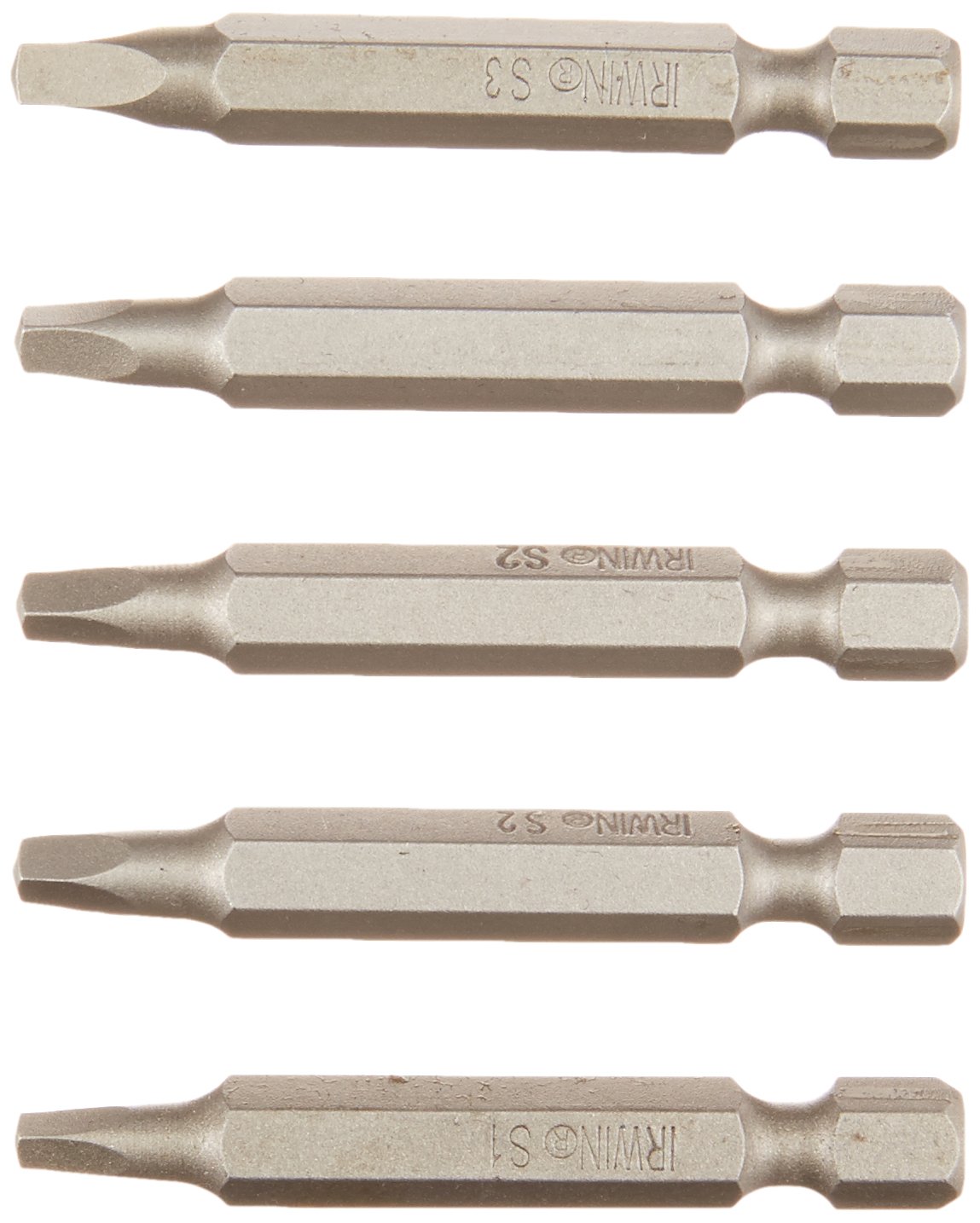 Irwin Tools 1866974 5-Piece Square Drive Power Bit Set - Perfect for Drilling, Fastening & DIY Projects