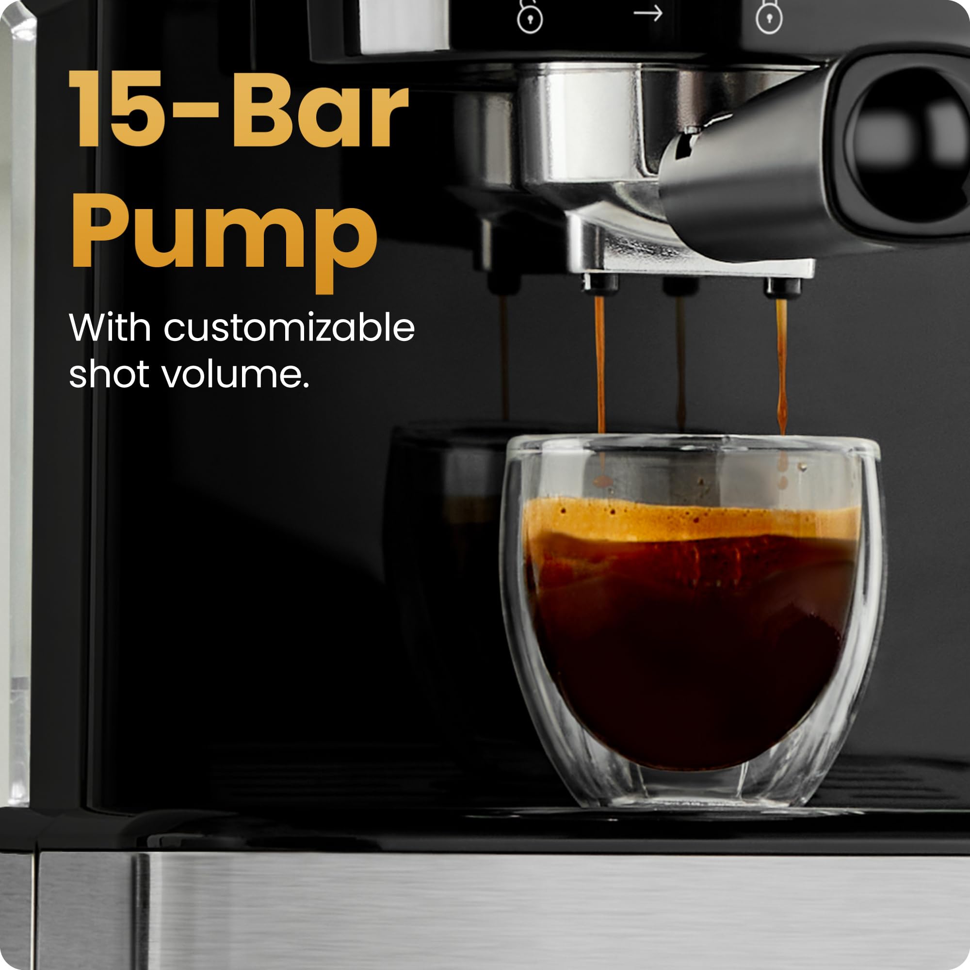 Chefman CraftBrew 15-Bar Espresso Machine with Steam Wand - Compact Stainless Steel Coffee Maker for Latte & Cappuccino, 1.8L Removable Water Tank | Perfect for Home Baristas & Small Kitchens