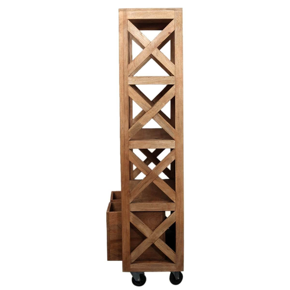 Modern Rustic Solid Wood Farmhouse Bookcase with 4 Open Shelves - Perfect for Living Room, Home Office, and Bedroom Storage & Organization
