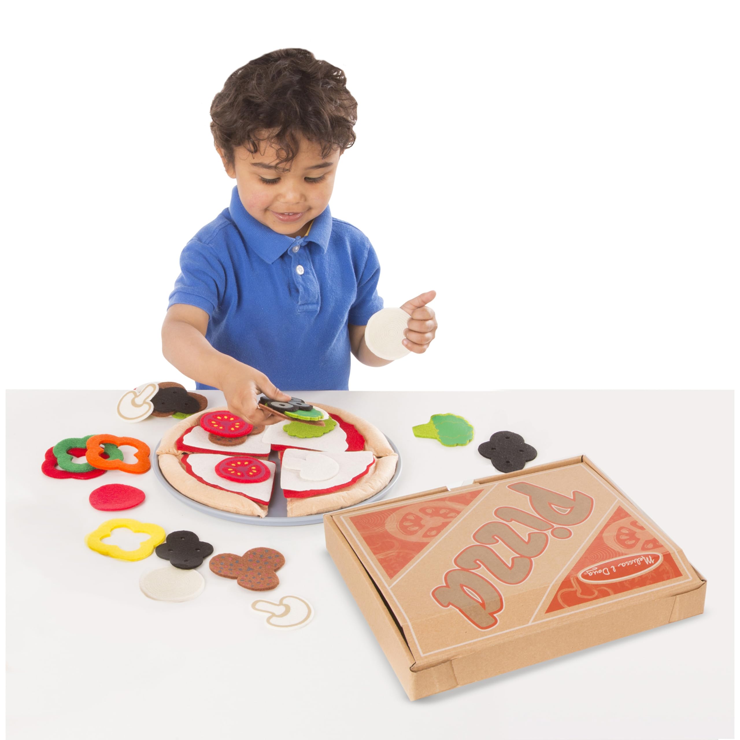 Melissa & Doug Felt Food Mix 'n Match Pizza Play Set (40 Pieces) - Pretend Play Pizza Toy for Kids Ages 2+, Educational Kitchen Toy for Toddlers - Perfect for Imaginative Play, Birthday Gifts & Preschool Learning Activities