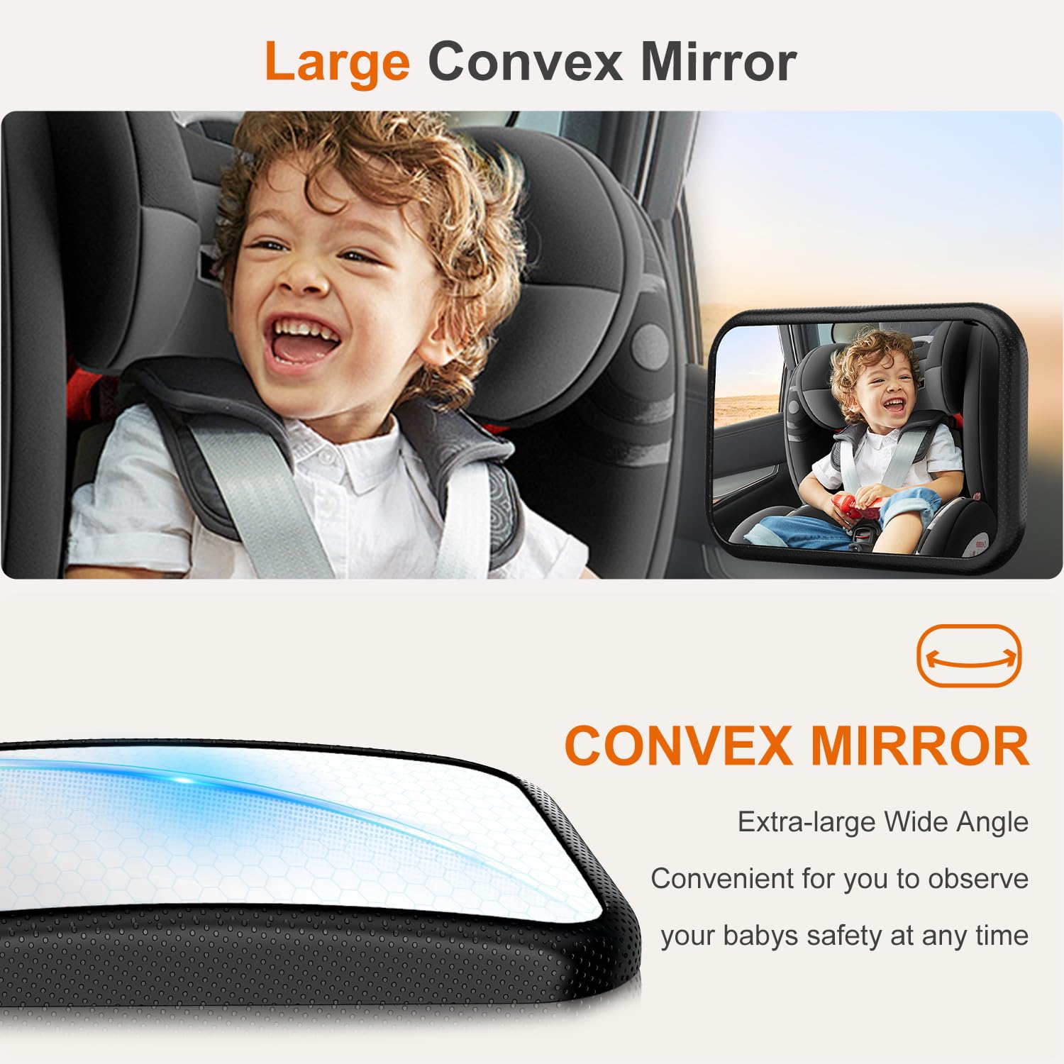 **Baby Car Mirror - Shatterproof Rear Facing Car Seat Mirror for Infants & Newborns | Wide Crystal View, Adjustable Hook Clip Design, Crash Tested & Non-Shaking | Perfect for Safe Car Rides & Traveling with Baby**