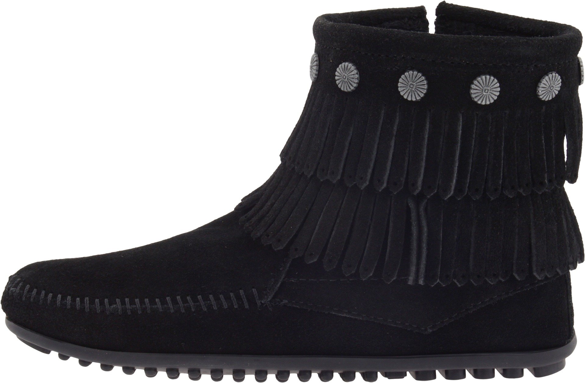 Minnetonka Women's Double-Fringe Side-Zip Boots - Soft Leather Ankle Booties for Casual Wear & Boho Style Outfits | Perfect for Fall, Winter & Festival Fashion
