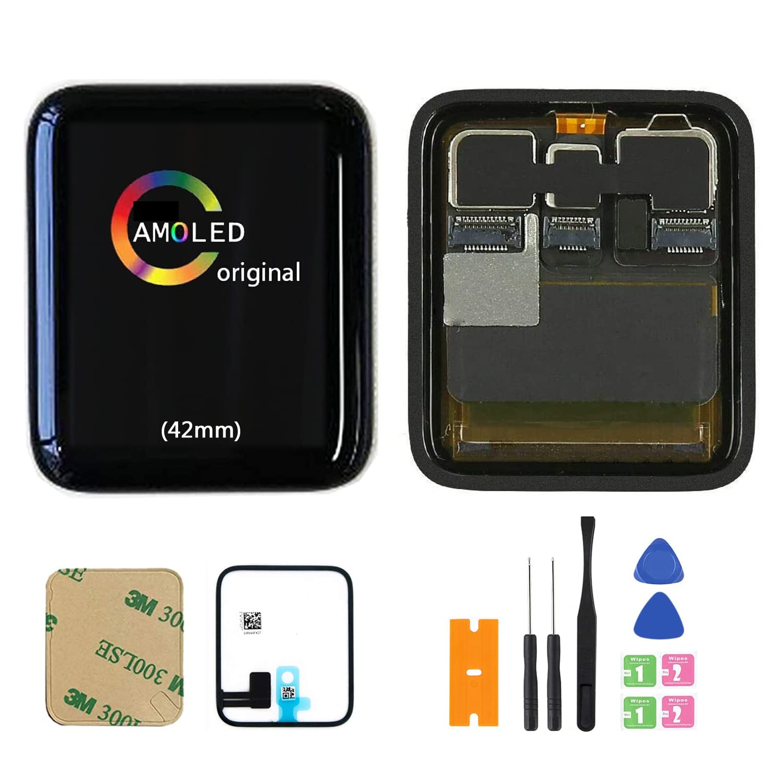BITANR Replacement OLED Touch Screen LCD Display Assembly for Apple Watch Series 2 (2nd Generation) 42mm - Includes Adhesive & Tools - Black Digitizer Screen - Perfect for DIY Watch Repair & Screen Replacement