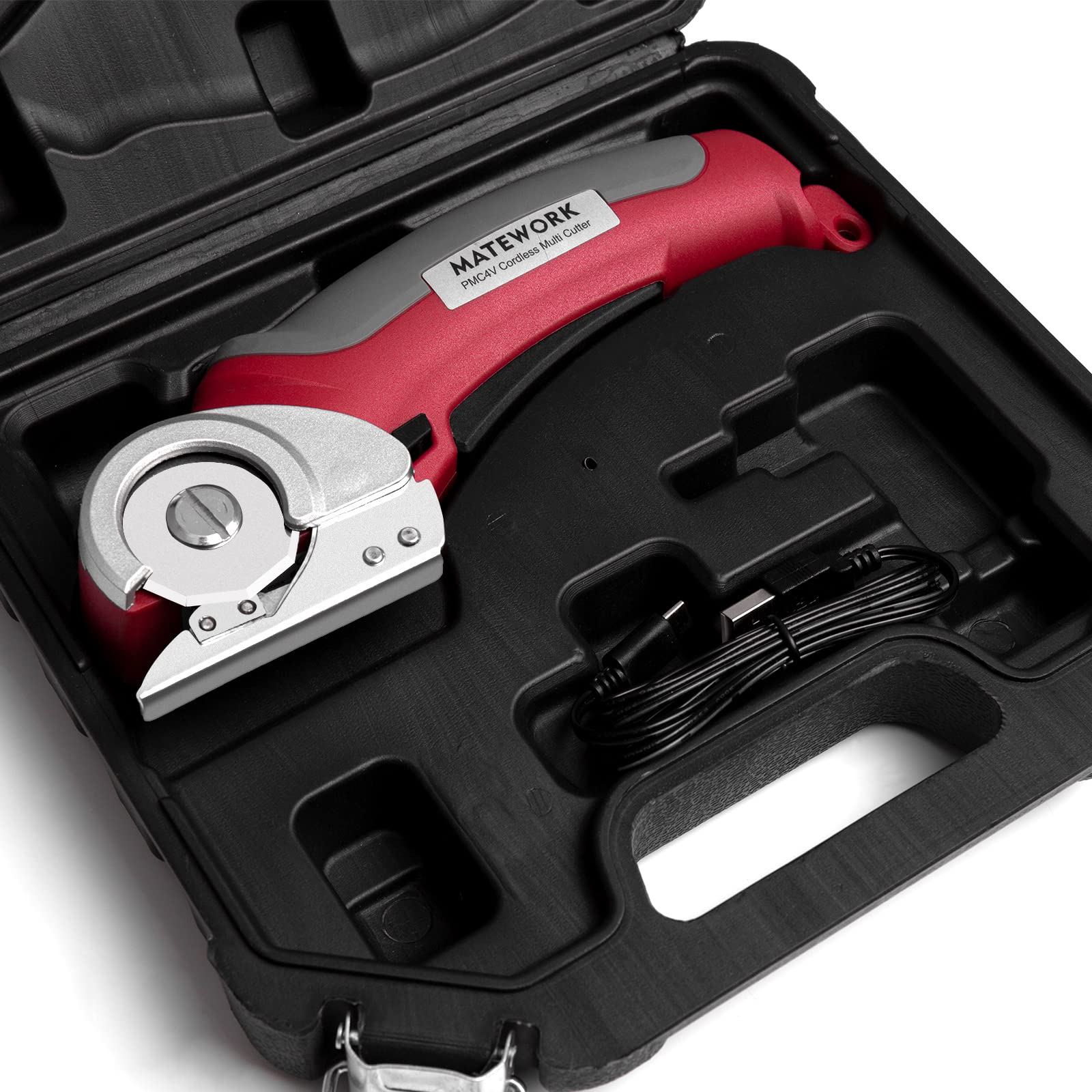 4V Cordless Electric Scissors - 2000mAh Rechargeable Multi-Cutter with Self-Sharpening Blade & Carrying Case - Power Rotary Scissors for Carpet, Leather, Cardboard - Perfect for DIY Crafts, Upholstery, and Home Renovation Projects