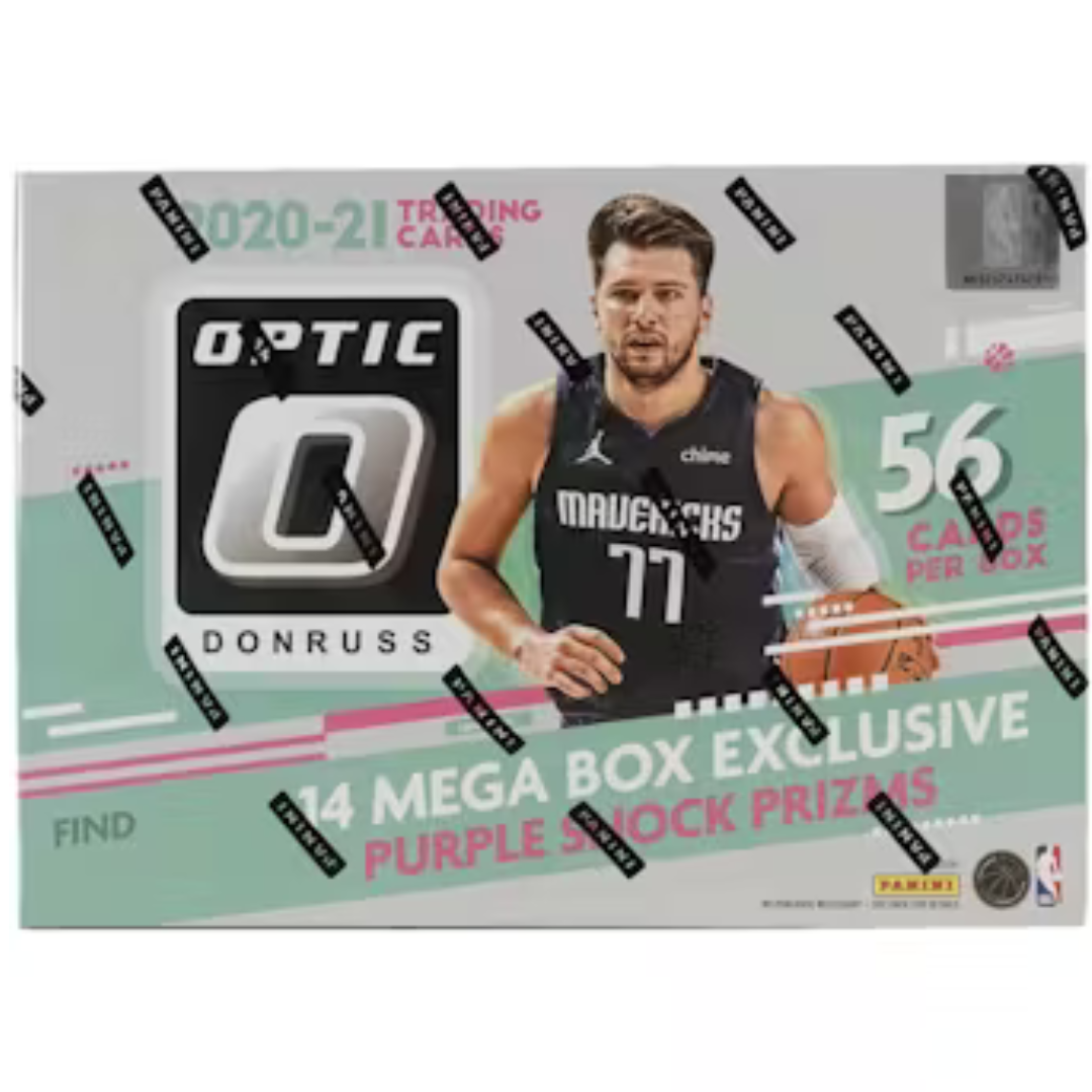 2020-2021 Panini Donruss Optic Basketball Mega Box - 56 Cards with Purple Shock Prizms | NBA Trading Cards Collection for Collectors & Fans | Perfect for Display, Trading, and Investment