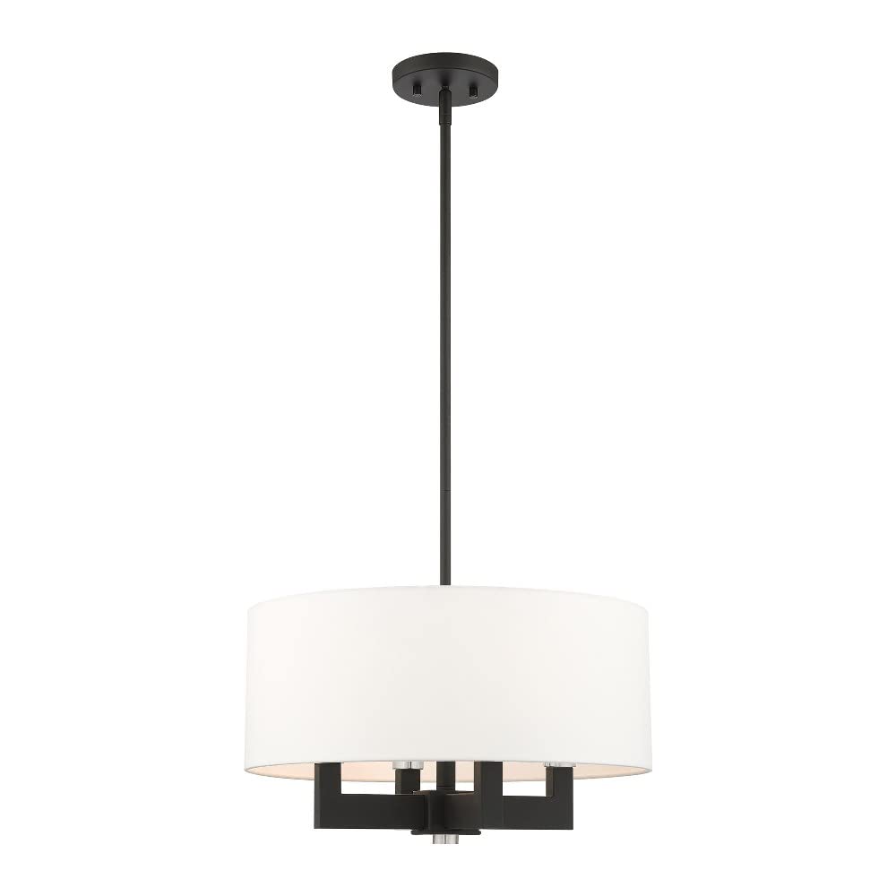 Livex Lighting 48784-04 4-Light Black Modern Chandelier - Elegant Ceiling Fixture for Dining Room, Bedroom, or Living Room Lighting Decor