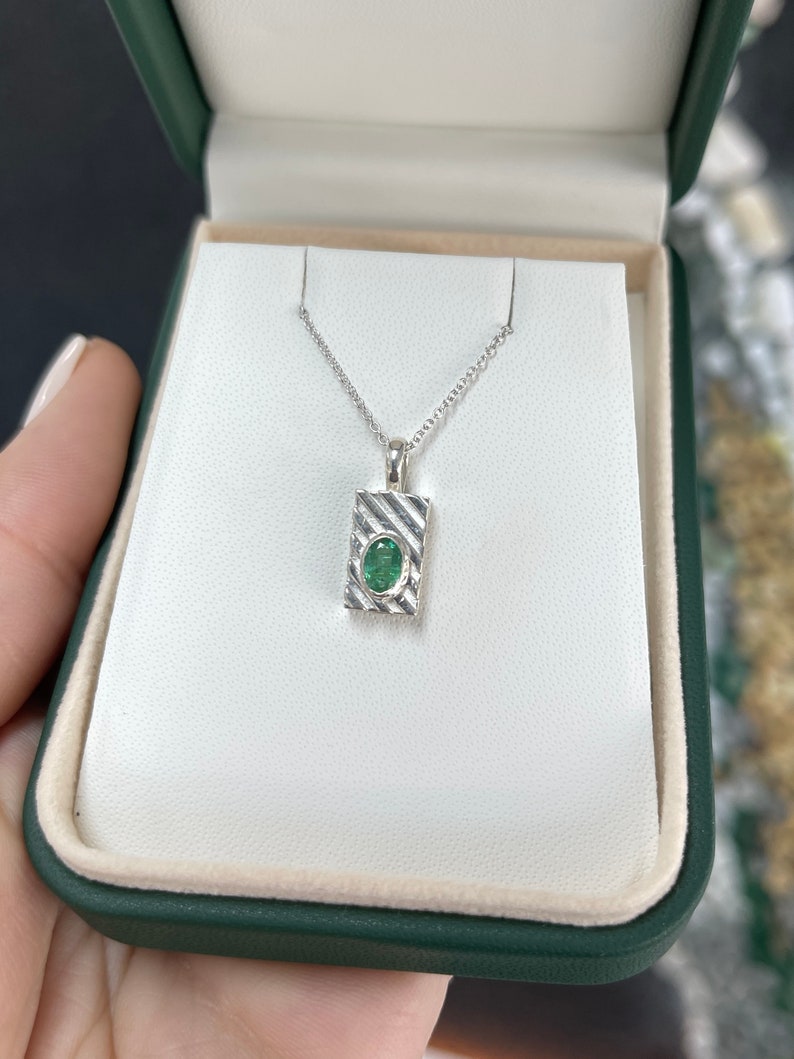 0.50ct Natural Oval Cut Emerald Solitaire Pendant Necklace - 925 Sterling Silver Bezel Set for Men & Women | Perfect for Weddings, Anniversaries & Everyday Elegance