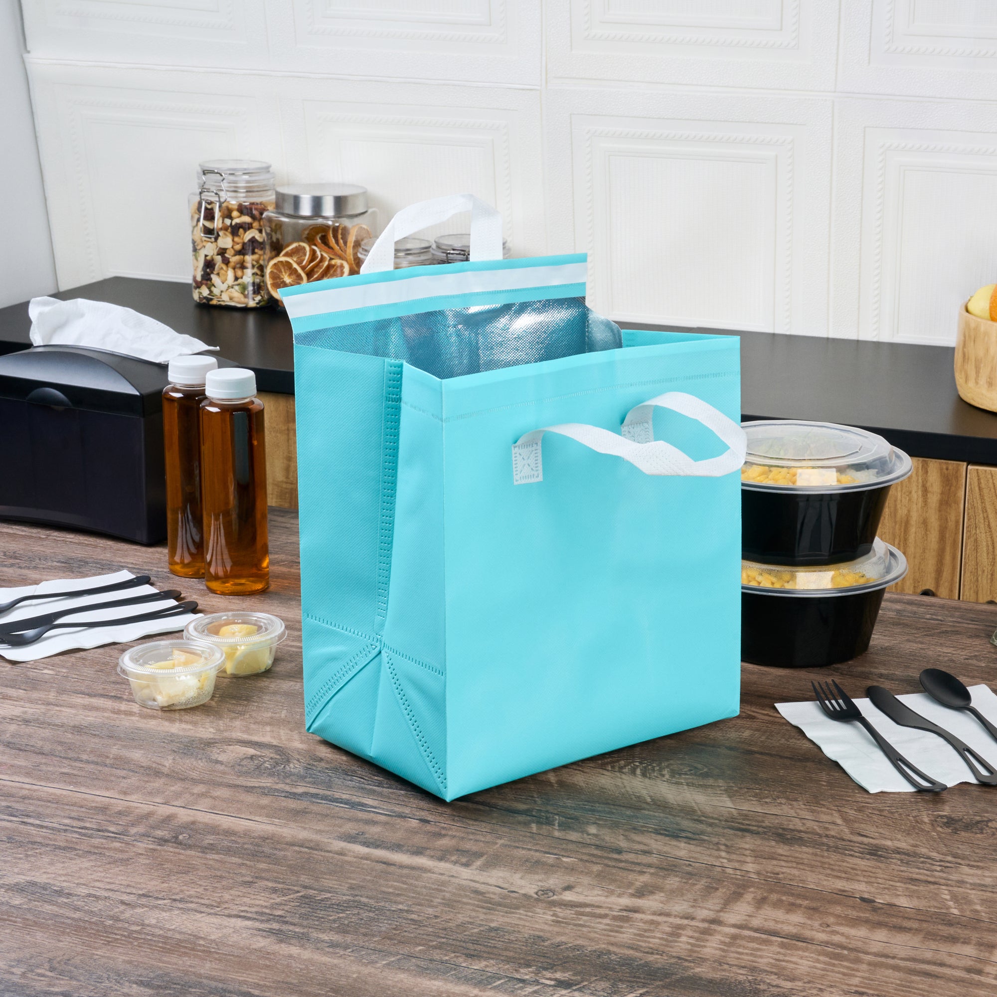 Premium Insulated Takeout Bags - Tamper Evident Food Delivery Bags (10.25