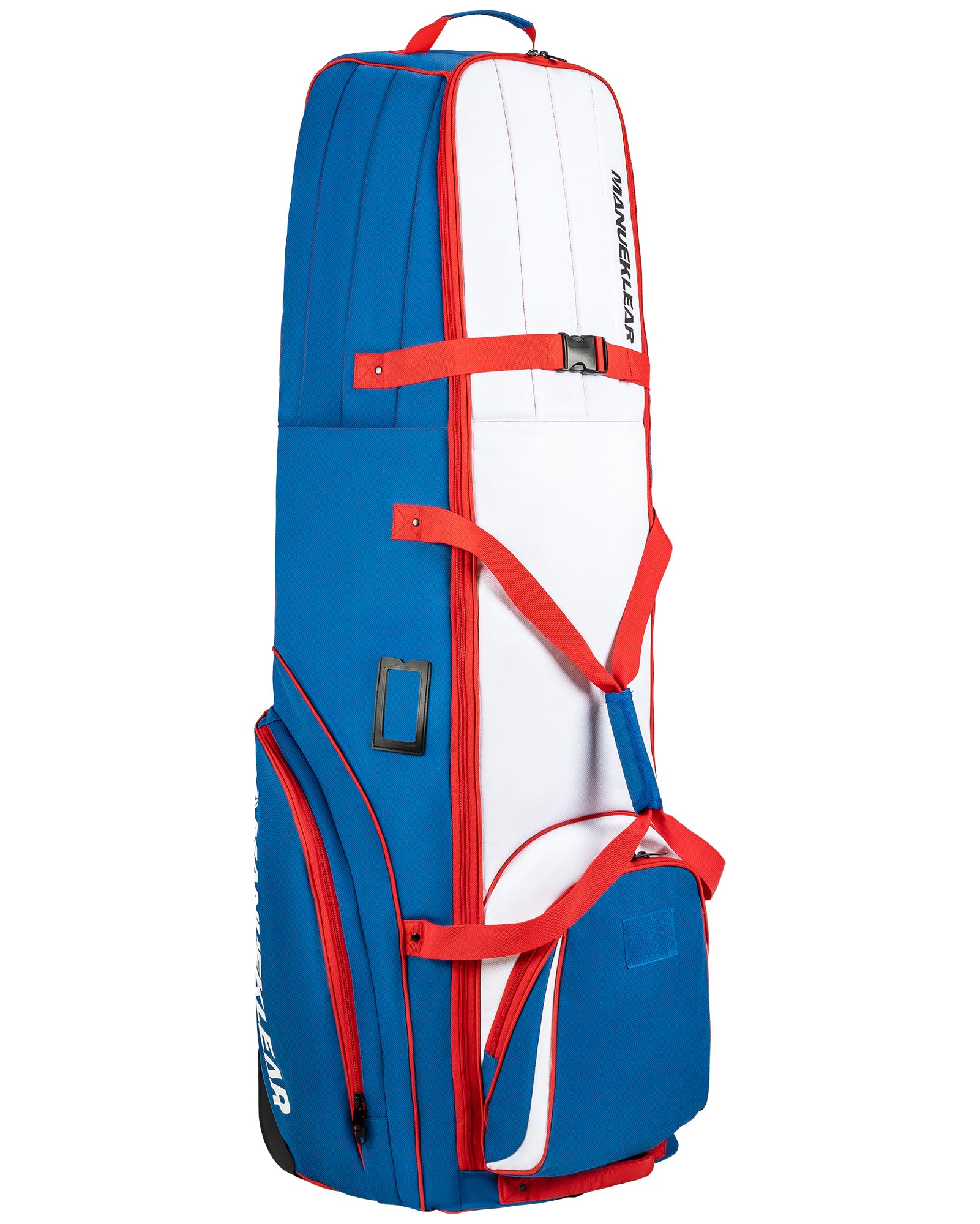 MANUEKLEAR Golf Travel Bag with Wheels - 1680D Nylon Airline Approved Golf Case with Padded Top, 3 Large Pockets & Foldable Design - Perfect for Air Travel, Golf Tournaments & Club Storage