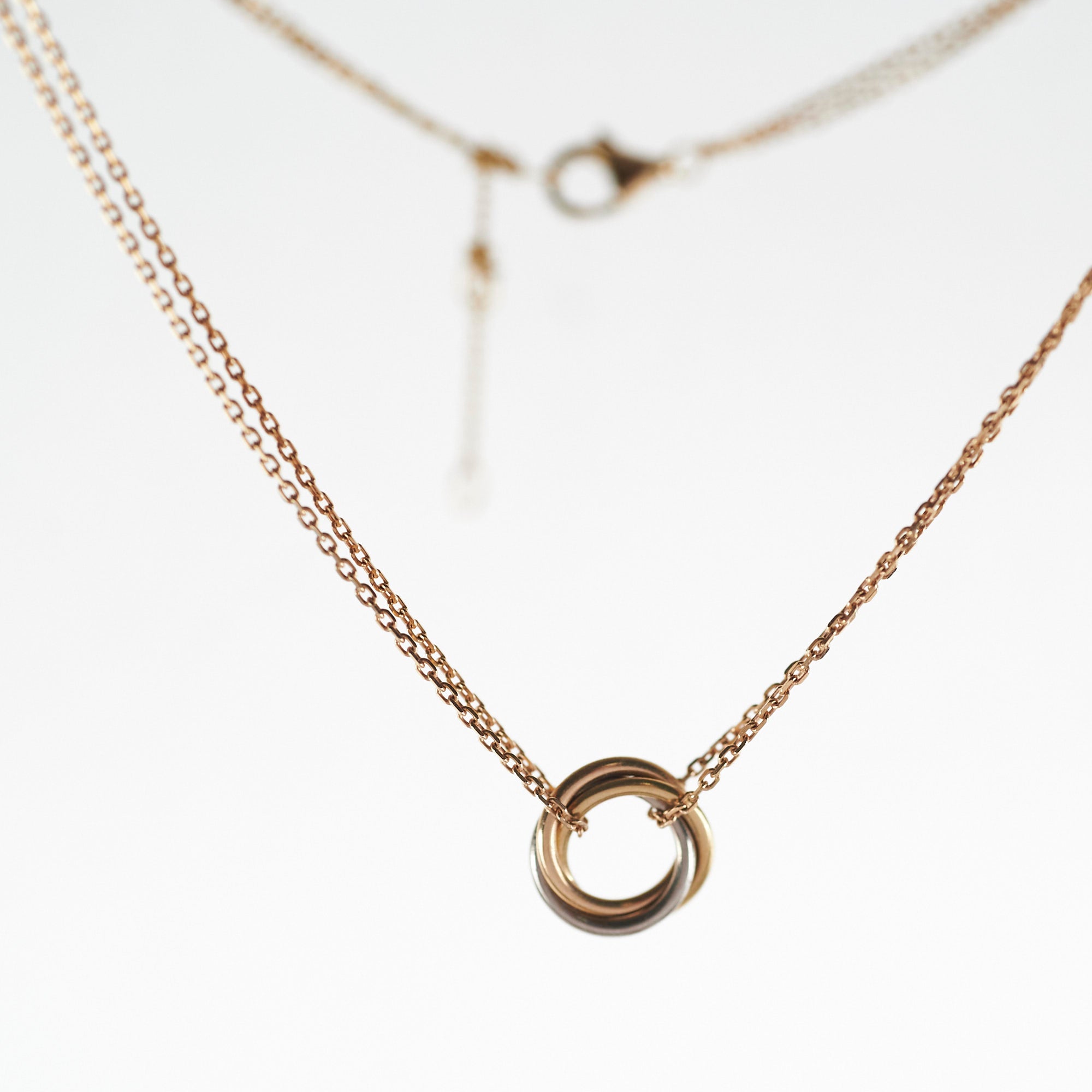 Cartier Trinity Necklace 18K Gold Tri-Color Interlocking Rings Pendant Chain for Women - Perfect for Anniversary Gifts, Valentine's Day & Special Occasions