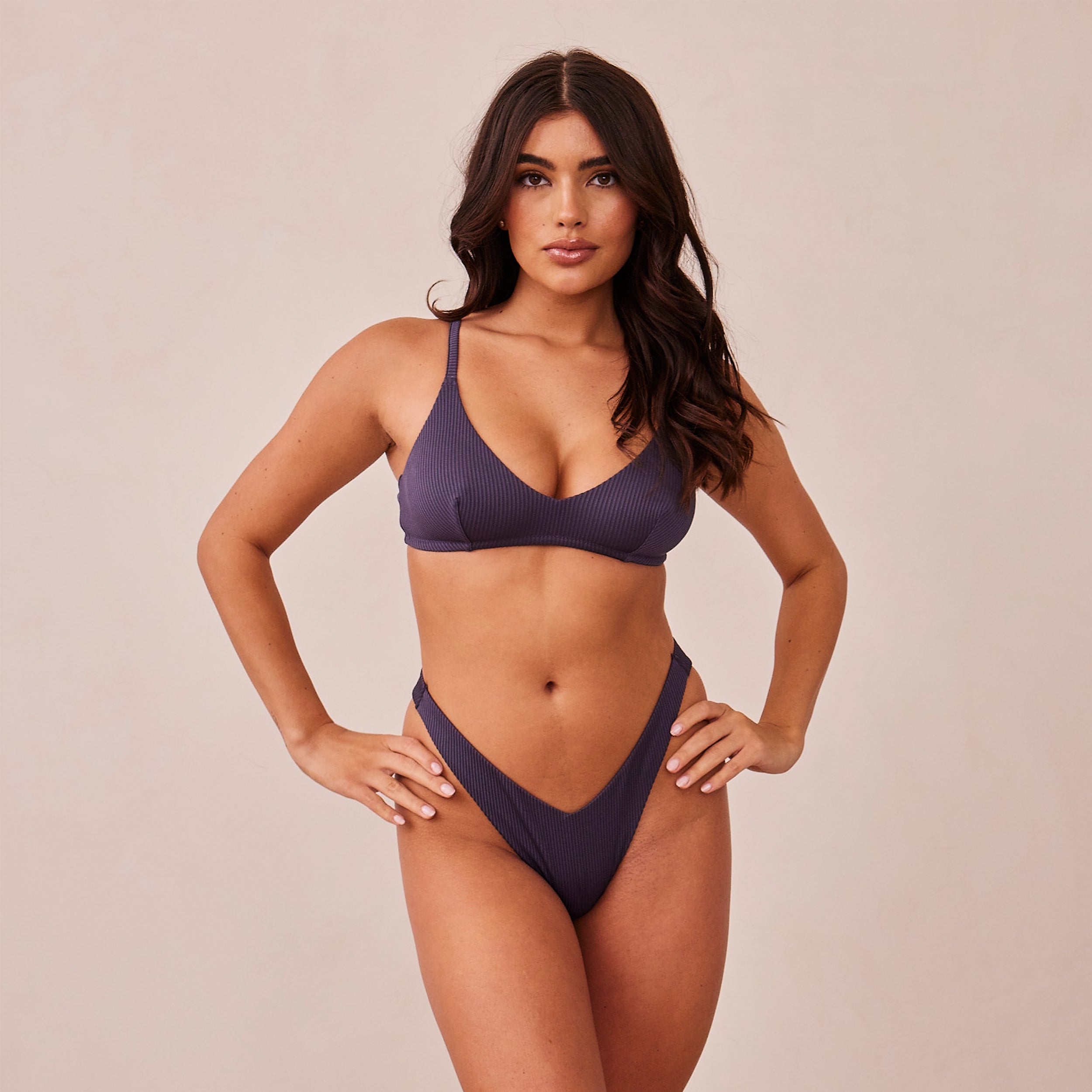 Ribbed Triangle Bra - Charcoal Blue | Comfortable & Stylish Bralette for Women | Perfect for Yoga, Lounge & Everyday Wear