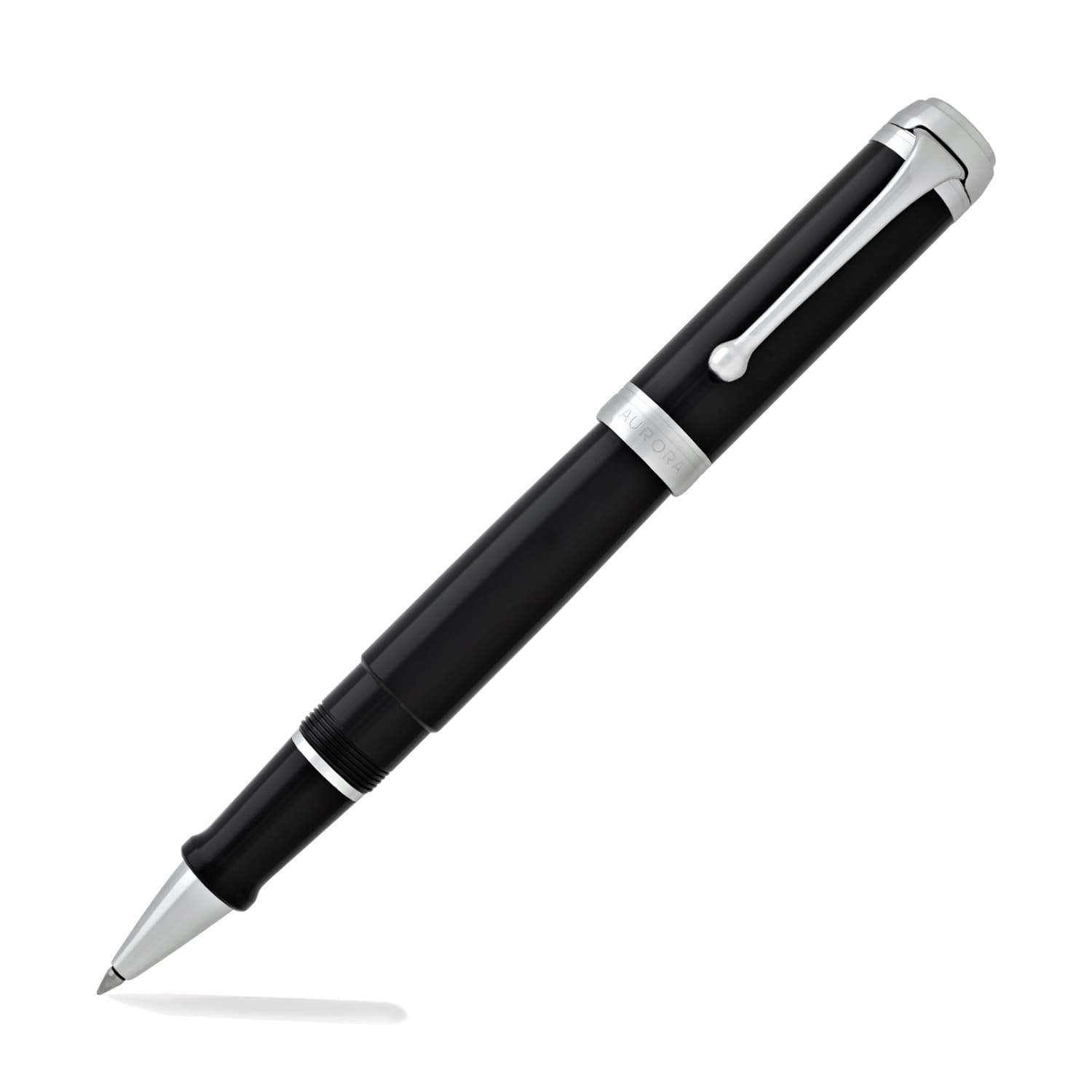 Aurora Talentum Classic Black Rollerball Pen with Chrome Trim - Premium Writing Instrument for Office, Business & Gift Giving