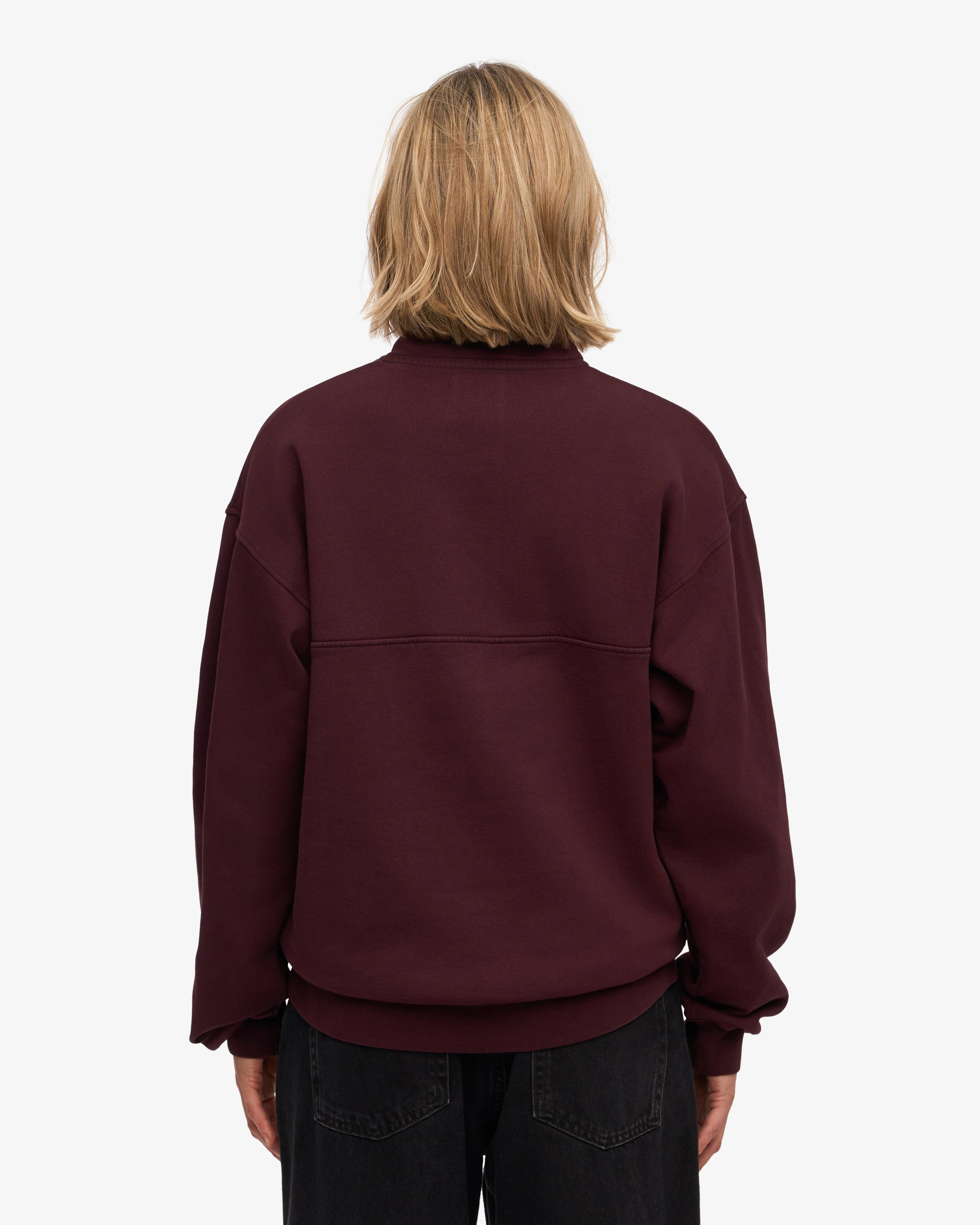 Organic Quarter Zip Sweatshirt for Men & Women | Oxblood Red Pullover | Casual & Athletic Wear for Outdoor Activities & Workouts