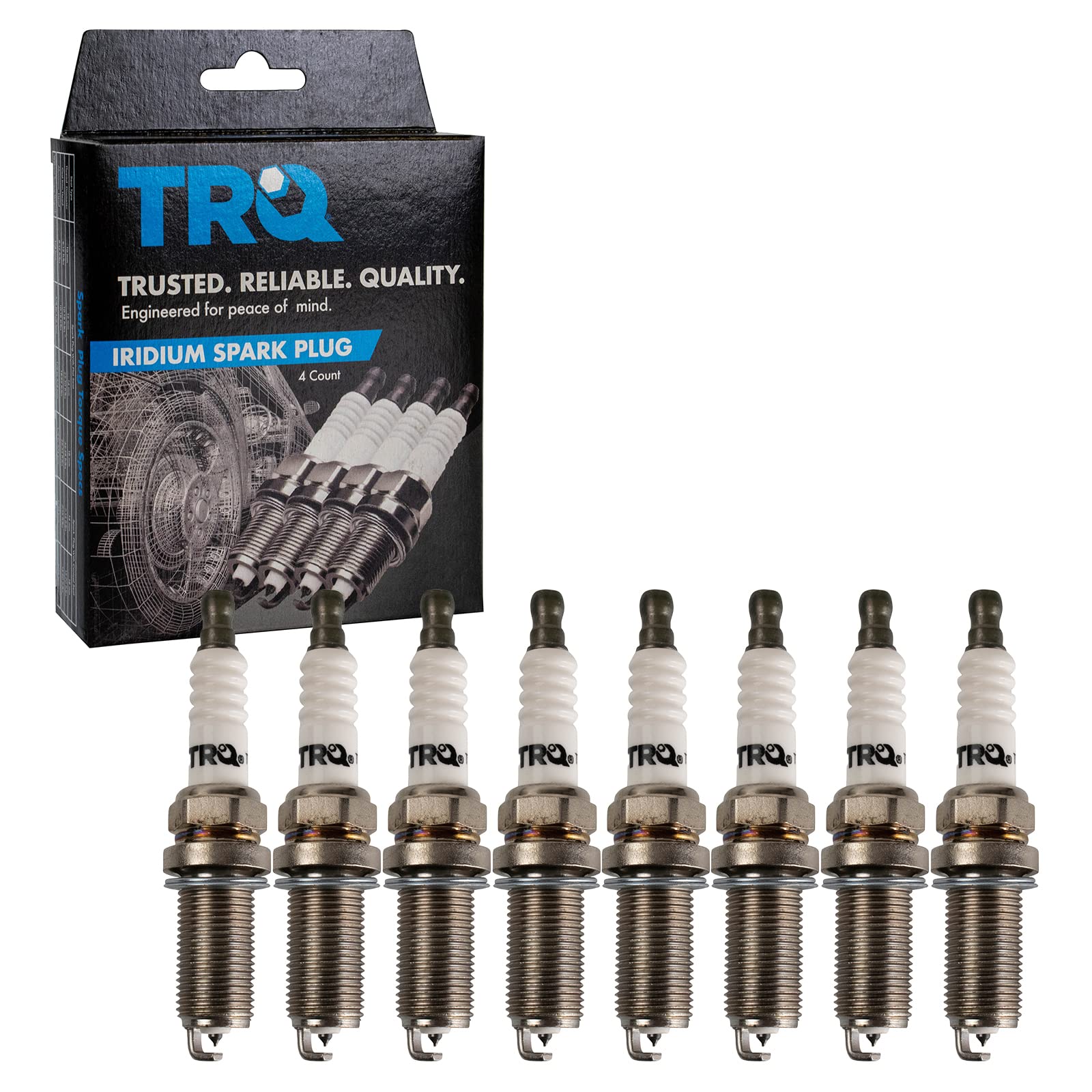 TRQ Iridium Spark Plugs - 8 Piece Engine Tune Up Ignition Kit for Improved Performance & Fuel Efficiency | Compatible with Most Vehicles - Perfect for DIY Car Maintenance & Engine Optimization