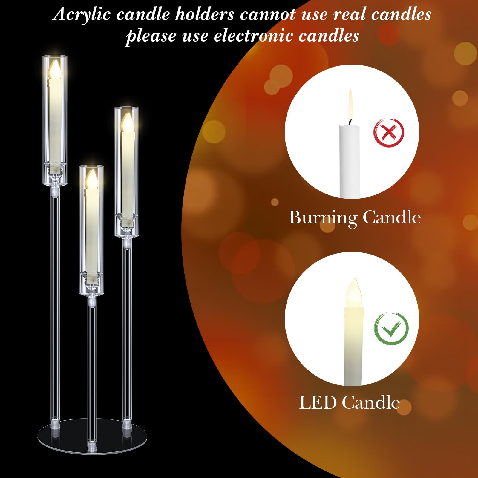 Layhit 6-Piece Acrylic Candelabra Set - 30.7