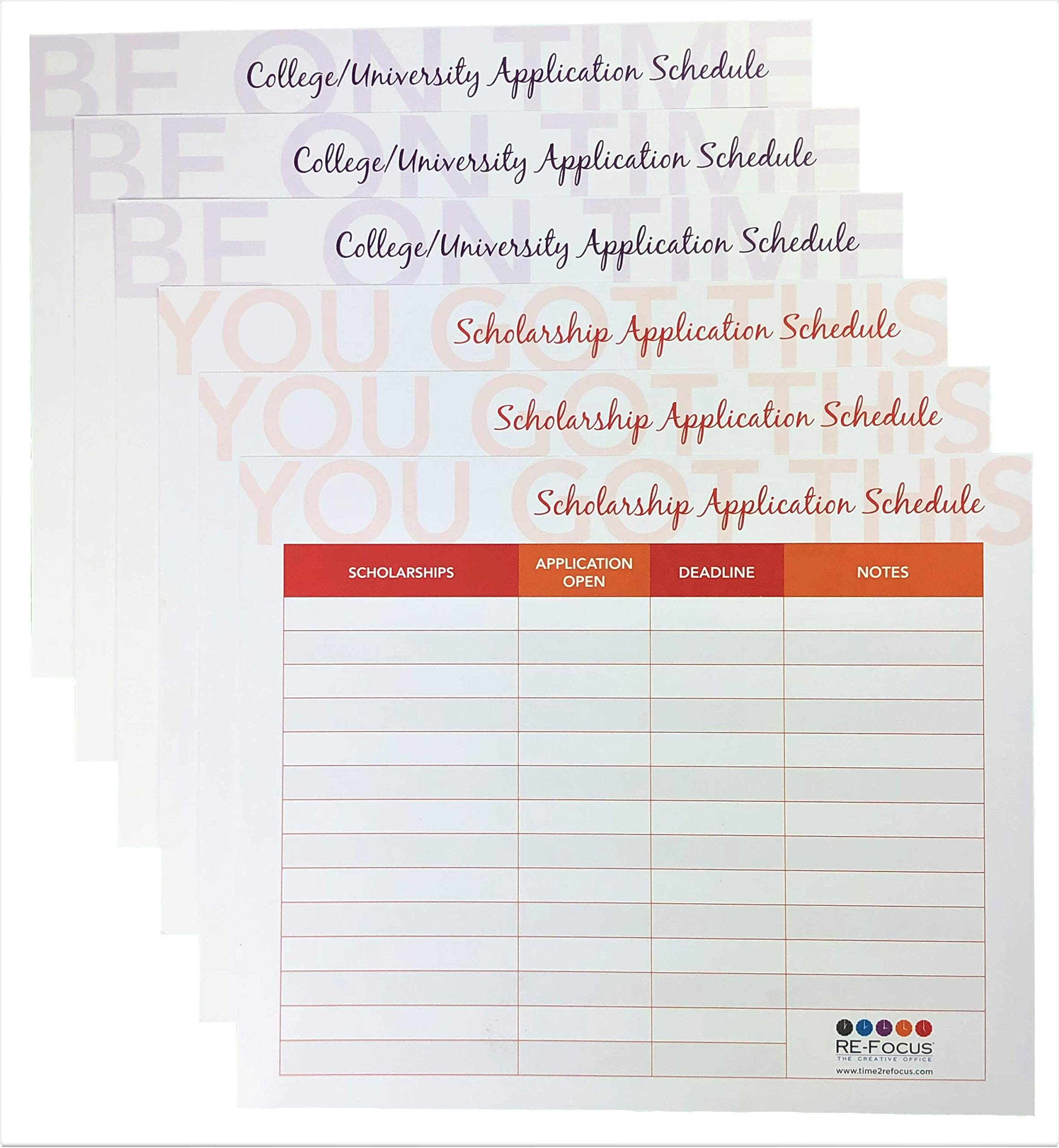 RE-Focus Academic Planner - College & University Scholarship Organizer, Study Schedule Timeline Tool for Students | Perfect for School, Homework & Exam Planning