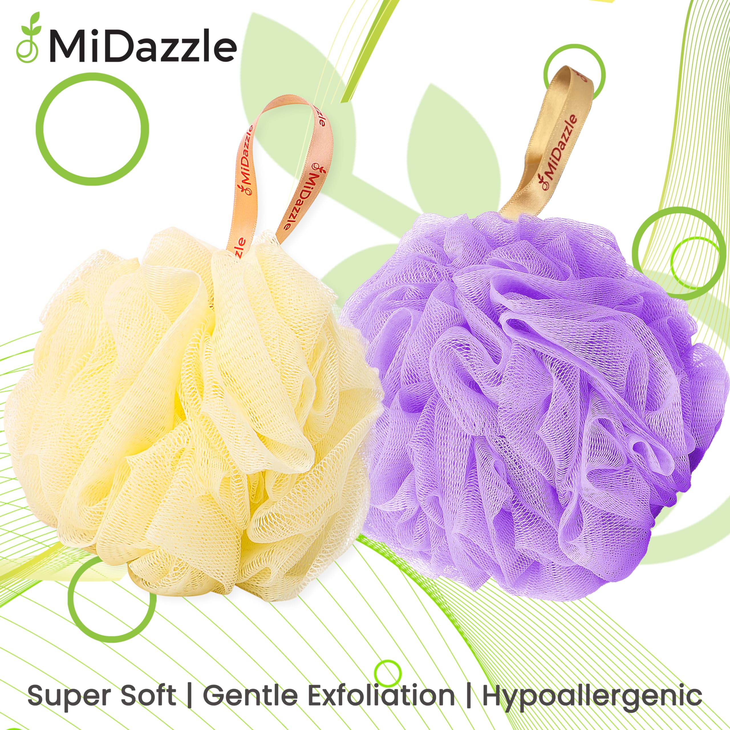Premium Exfoliating Loofah Sponge for Deep Cleansing & High Lather - Soft Bath Scrubber for Smooth Skin (Pack of 2) - Perfect for Shower, Spa & Daily Skincare Routine