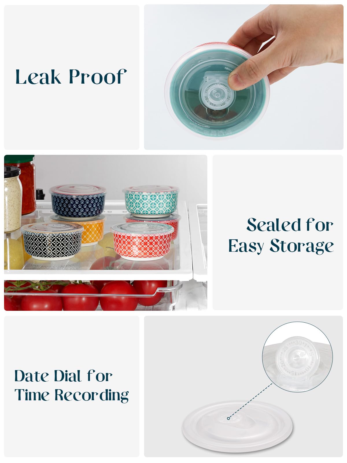 DOWAN 6 oz Ceramic Ramekins with Lids - Oven Safe Baking Dishes for Creme Brulee, Souffle, Custard, Pudding, Ice Cream - Set of 6 Vibrant Color Mini Bowls - Perfect for Desserts, Dips & Party Serving