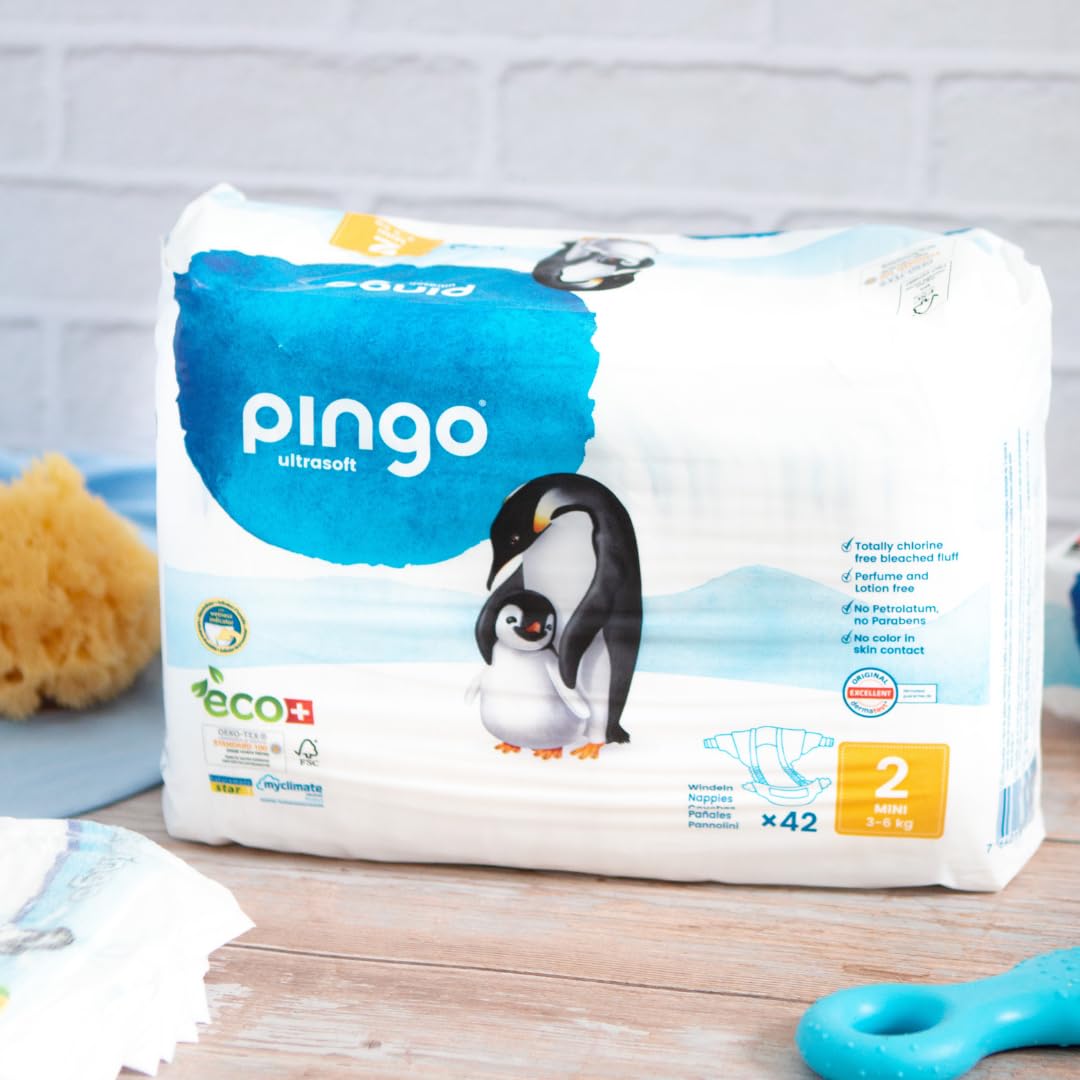 PINGO Size 2 Diapers - 42 Count Premium Baby Diapers for Newborns & Infants | Soft, Absorbent & Hypoallergenic | Day & Night Use, Home & Travel Essentials