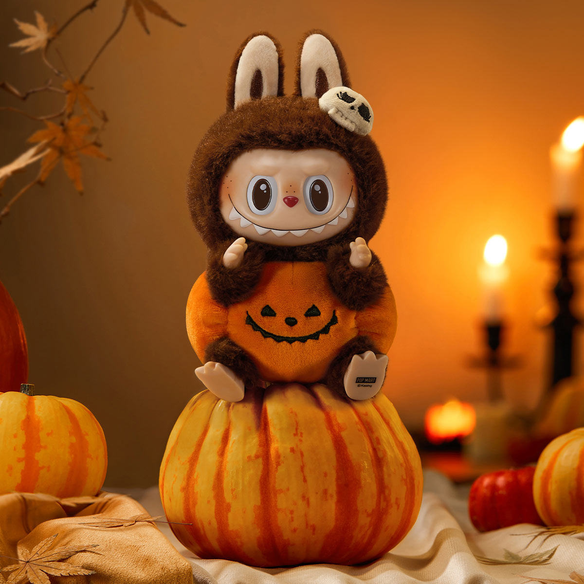 Happy Halloween Sitting Pumpkin Vinyl Plush Pendant - Cute Party Decorations for Halloween, Fall Festival, Home & Office Decor