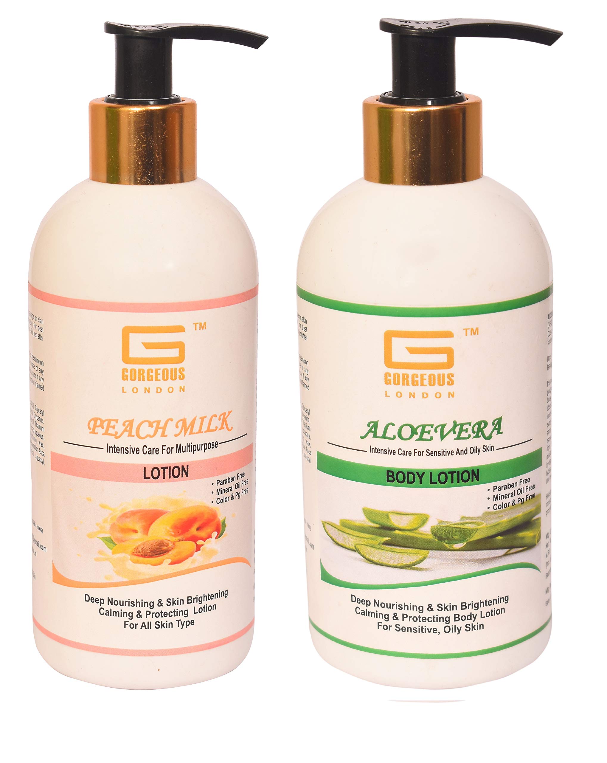 London Peach Milk & Aloe Vera Body Lotion Set - 2 Pack (300ml Each) | Hydrating & Moisturizing for Dry Skin | Perfect for Daily Use & Gift Giving