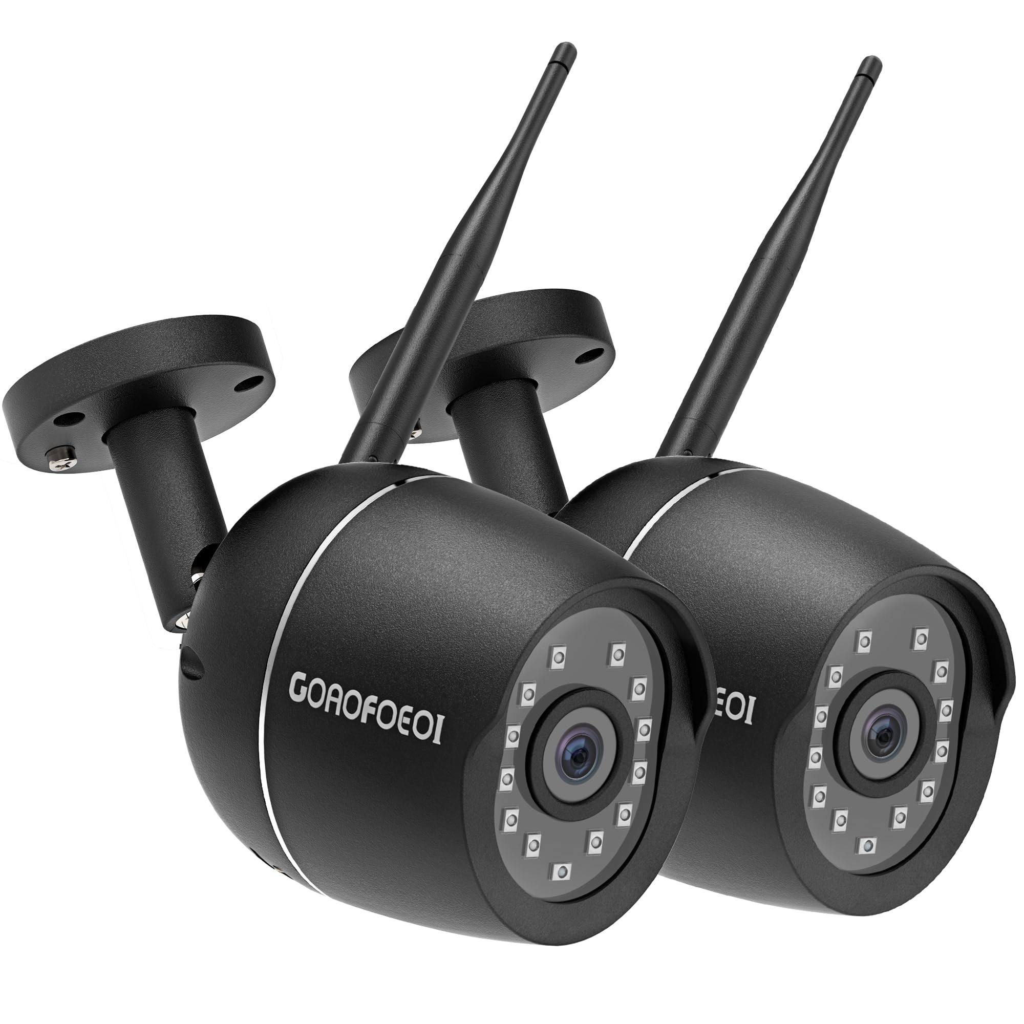 GOAOFOEOI 2 Pack Outdoor Security Camera, 1080P WiFi Bullet Camera with Two-Way Audio & Motion Detection - Waterproof, Metal Case, Alexa Compatible for Home Security - Perfect for Front Yard, Backyard & Garage Monitoring