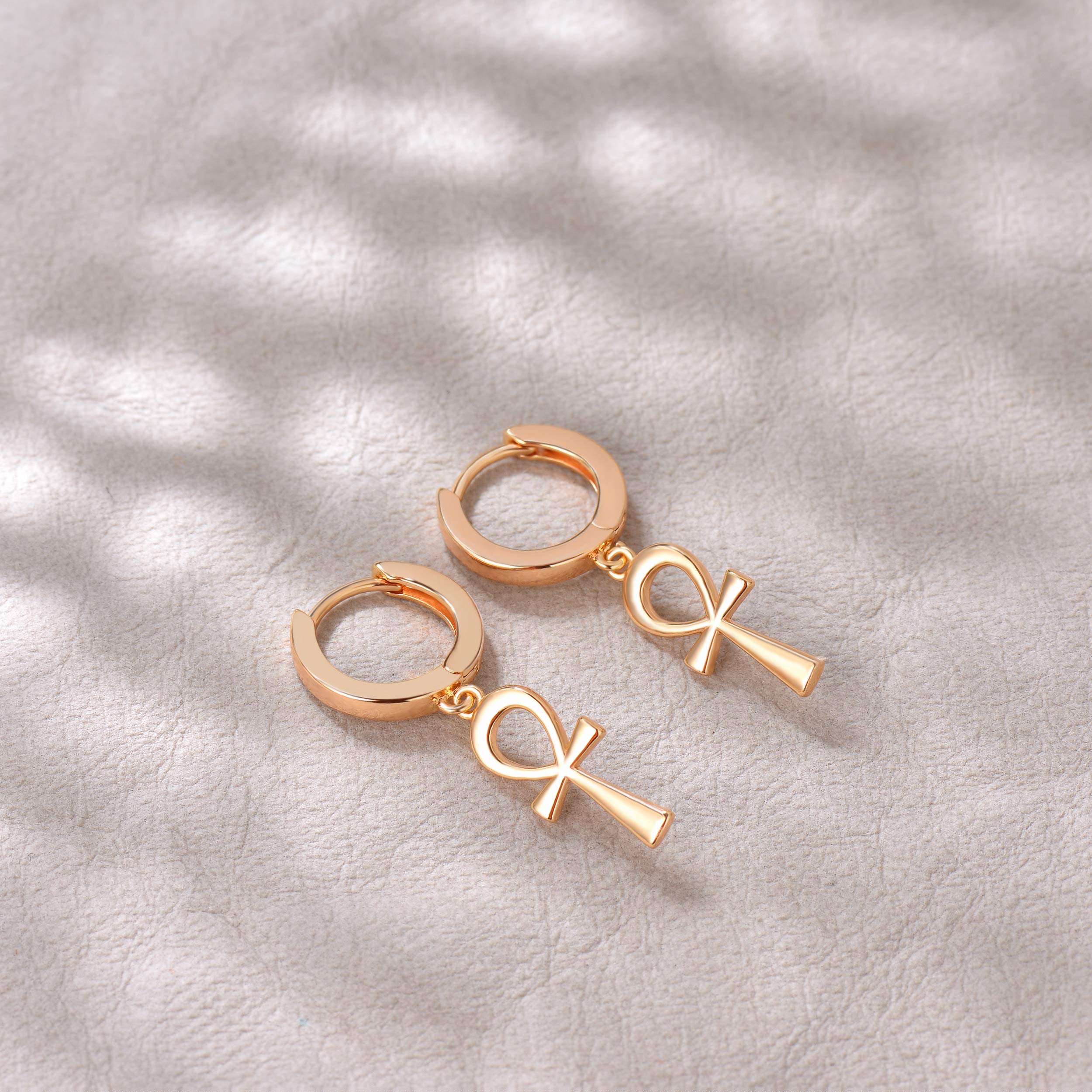 VALLOEY ROVER 14k Gold Plated Hoop Earrings for Women - Hypoallergenic Dainty Dangle Earrings with Charm - Perfect for Everyday Wear, Parties & Gifts