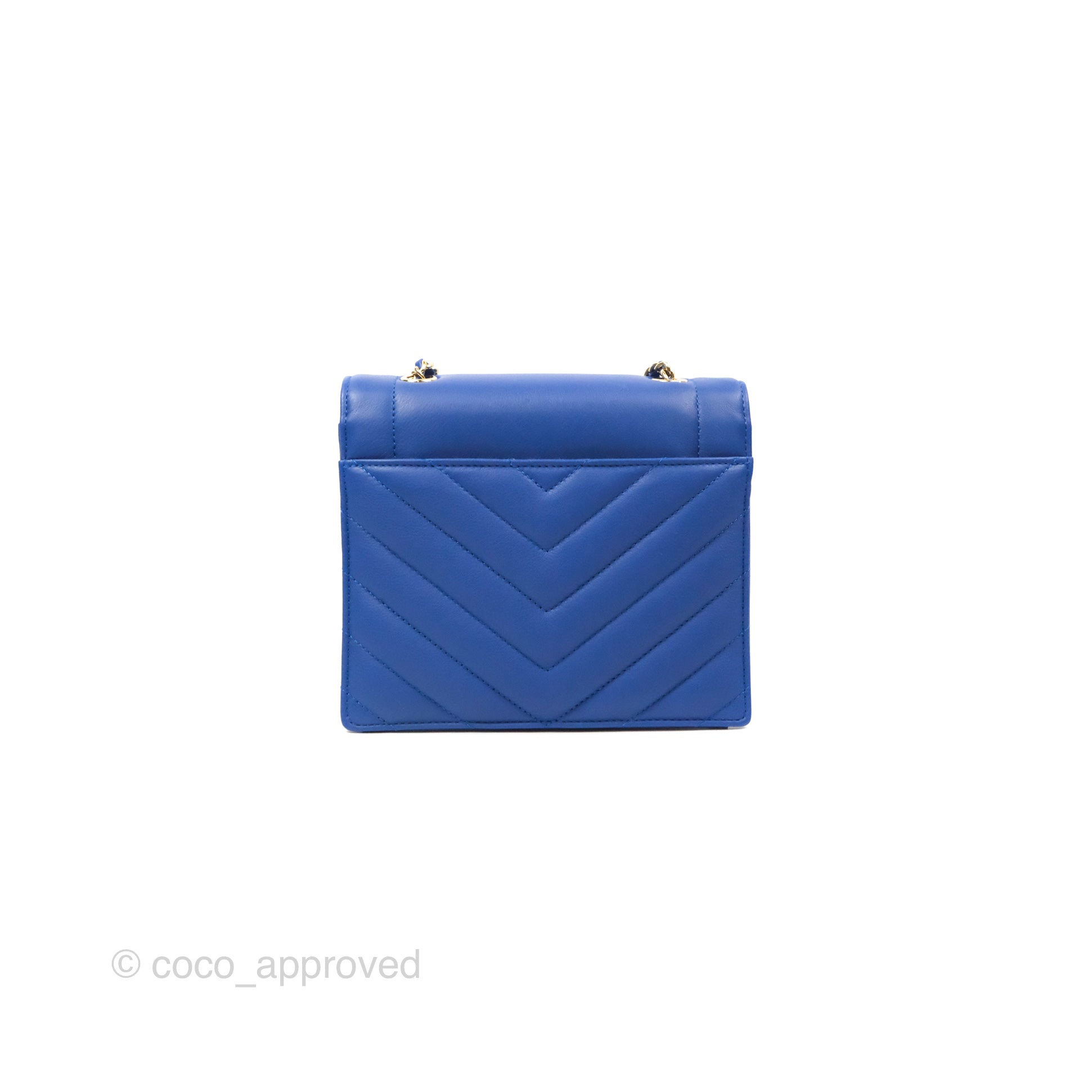 Chanel Chevron Square Envelope Flap Bag Royal Blue 19C - Luxury Designer Handbag for Women, Perfect for Evening Parties, Date Nights & Special Occasions