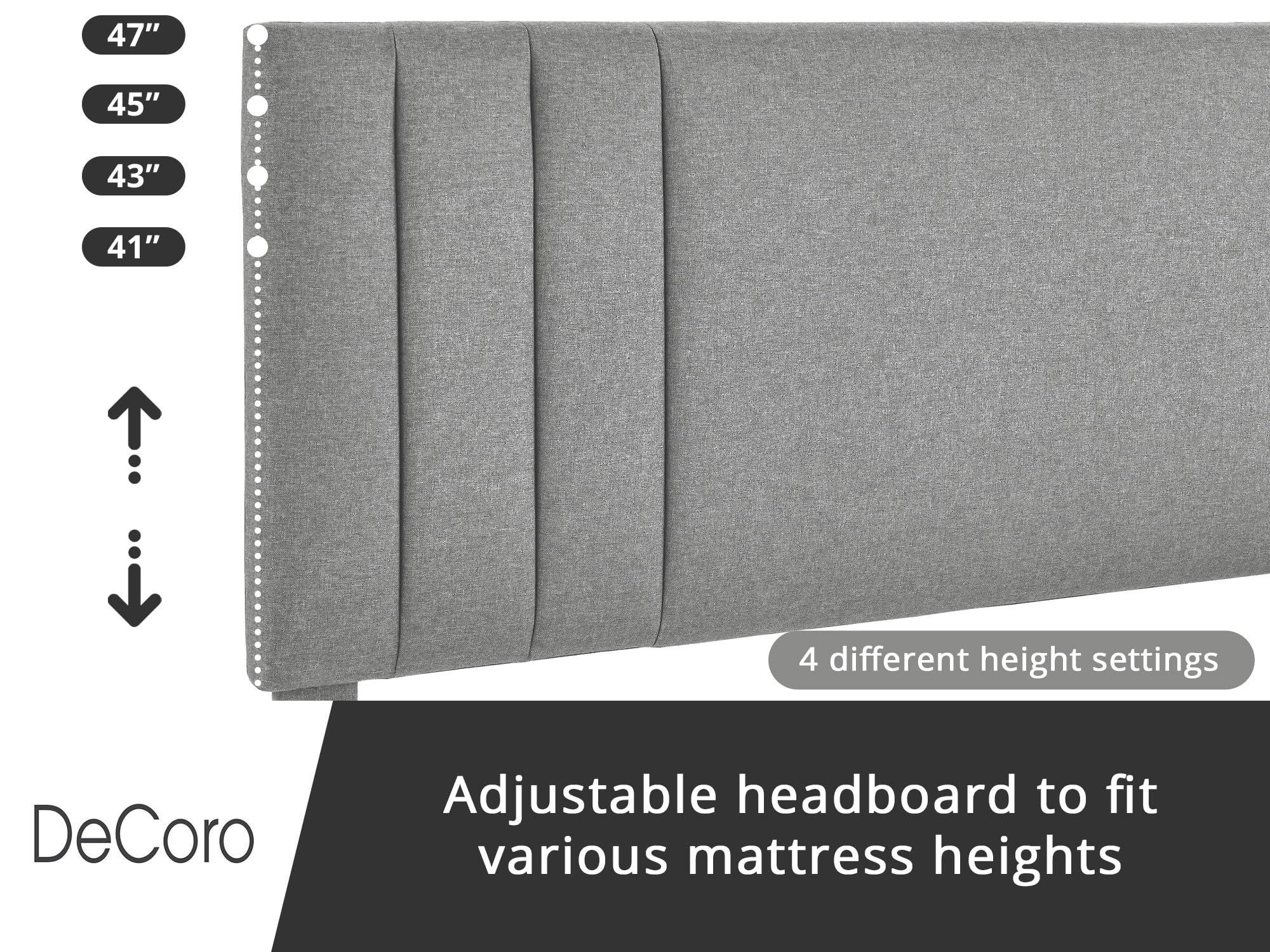 Modern Tufted Upholstered King Size Bed Frame with Platform - Grey Fabric Headboard for Master Bedroom | Chicago Inspired Luxury Bedroom Furniture for Home Decor