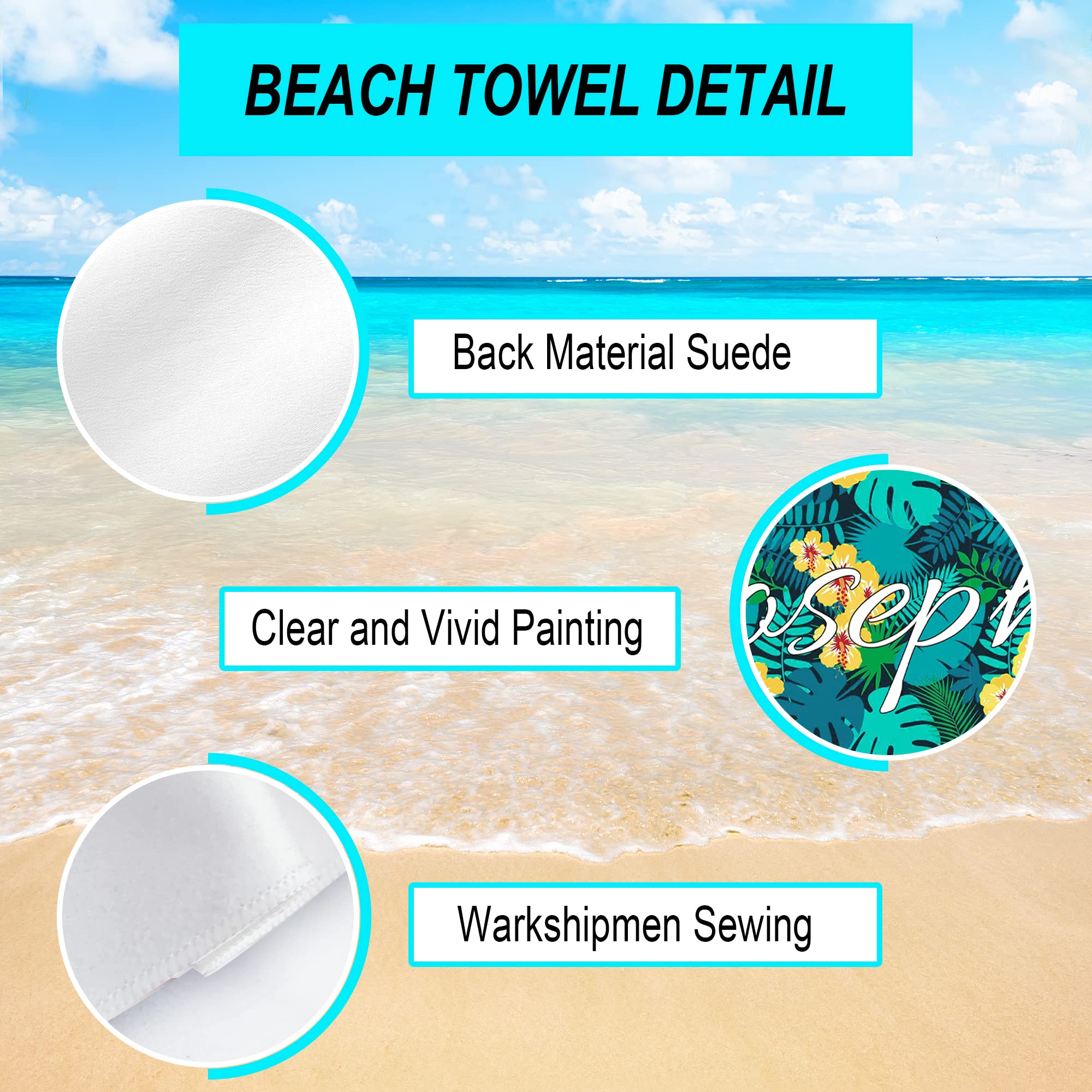 Personalized Custom Beach Towel with Name - Super Absorbent Quick Dry Microfiber Pool Towel for Swimming, Camping & Beach - Oversized Sand-Free Bath Towel for Women & Men - Perfect for Summer Vacations, Pool Parties & Outdoor Adventures