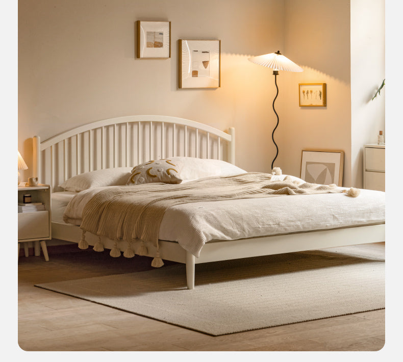 Solid Wood Bed Frame - Beech or Poplar - Queen/King Size - Modern & Sturdy Design for Bedroom, Guest Room, or Dorm - Free Shipping & Easy Assembly