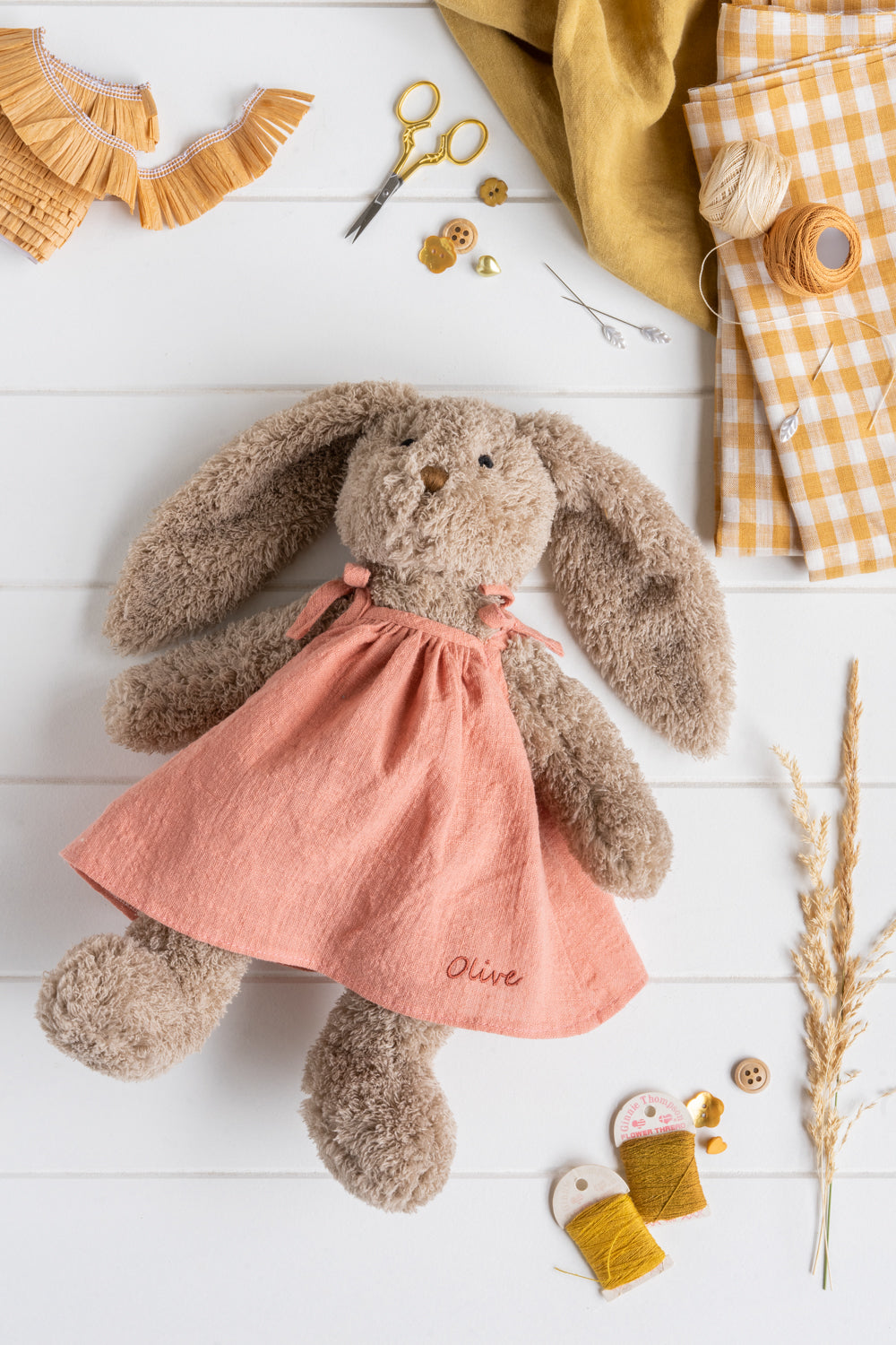 Personalized Mrs Honey Bunny Pink Plush Toy - Custom Name Gift for Easter, Baby Shower & Nursery Decor