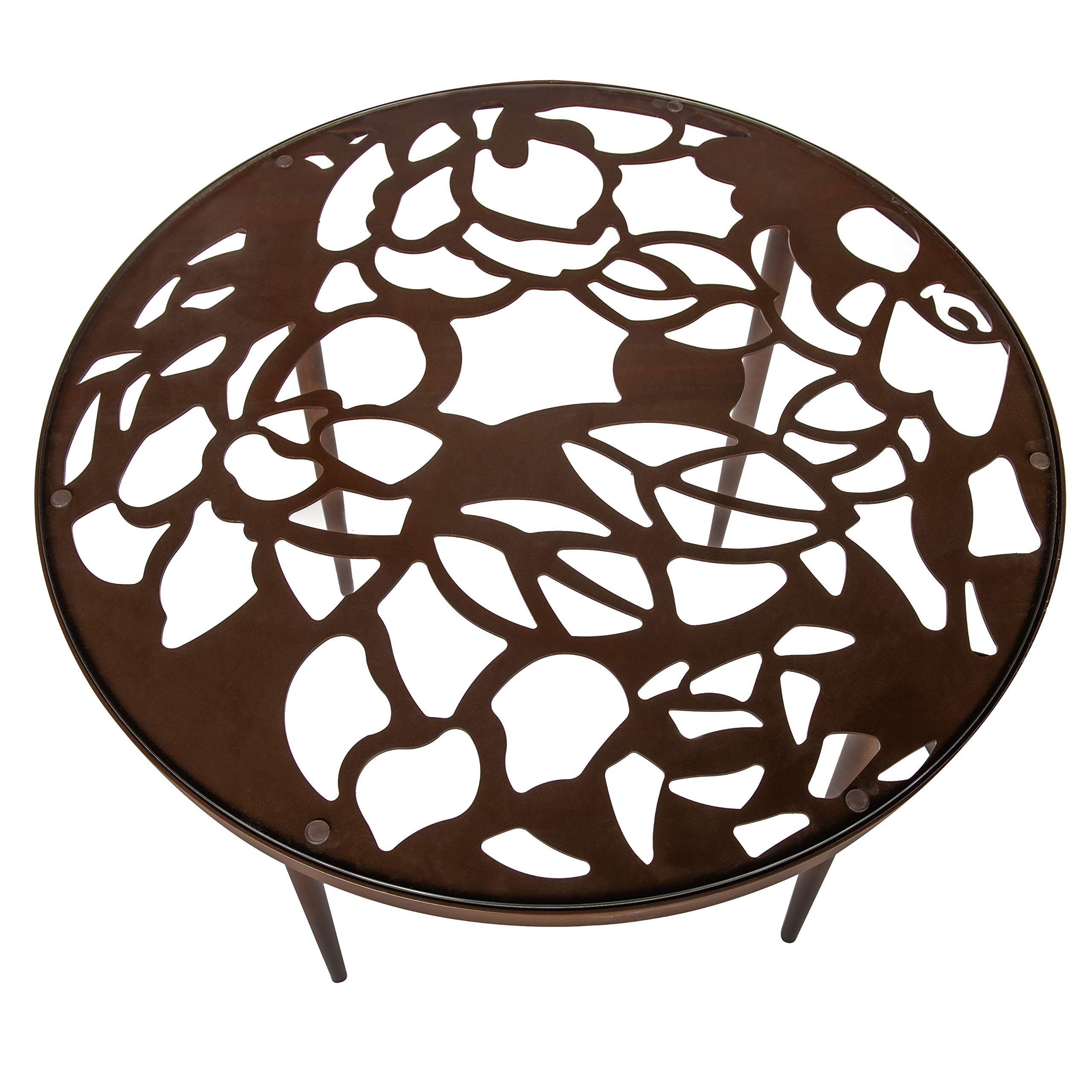 Modern Bistro Dining Table with Tempered Glass Top & Aluminum Base - LeisureMod Devon Indoor/Outdoor Patio Table (Brown) | Perfect for Restaurants, Cafés & Home Dining Areas