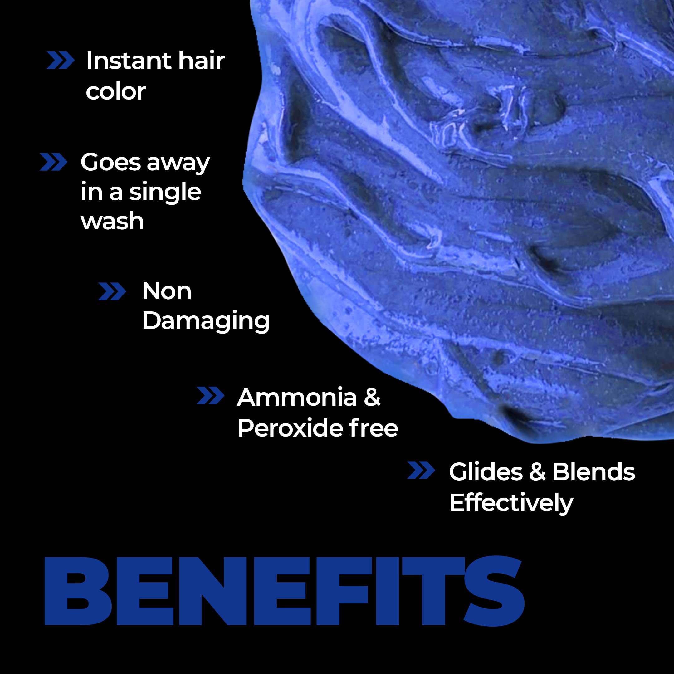 Beardo Dye Hard Temporary Hair Color - Metallic Blue, 25g | 1-Day Washable Hair Dye for Men | No Bleach, No Ammonia, Safe DIY Hair Makeup | Perfect for Halloween, Cosplay & Parties
