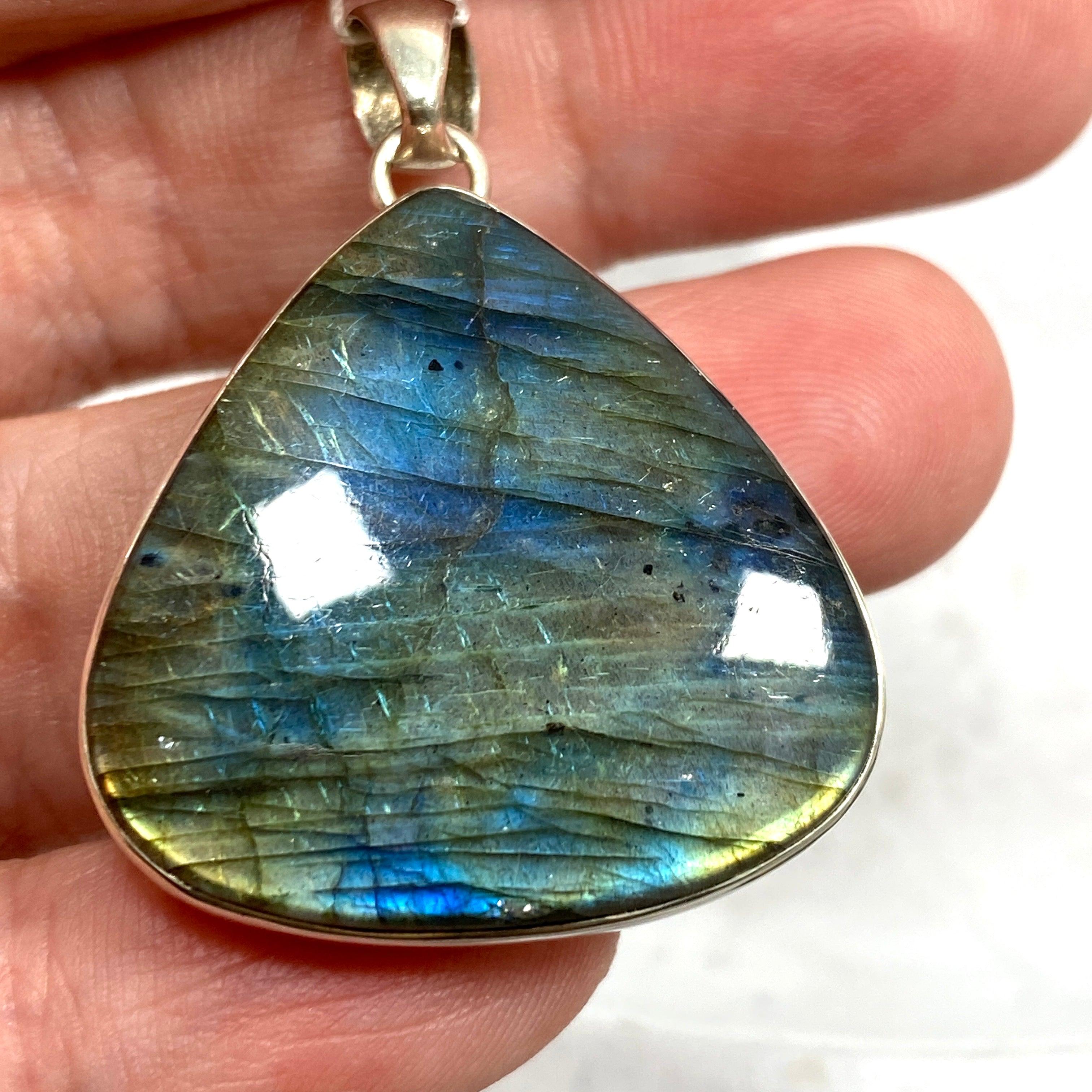Natural Labradorite Teardrop Pendant Necklace - KPGJ1547 | Healing Crystal Jewelry for Women, Spiritual Protection & Energy Balance | Perfect for Meditation, Yoga & Everyday Wear
