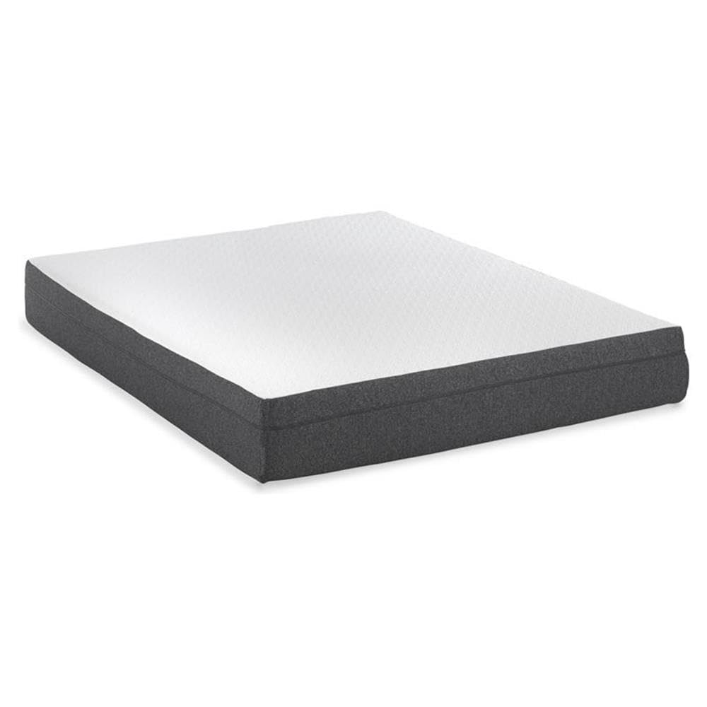 Pemberly Row 10 Inch Gel Memory Foam Twin Size Long Mattress with Model Z Bed Frame in White - Perfect for Kids' Rooms, Guest Beds & Small Spaces
